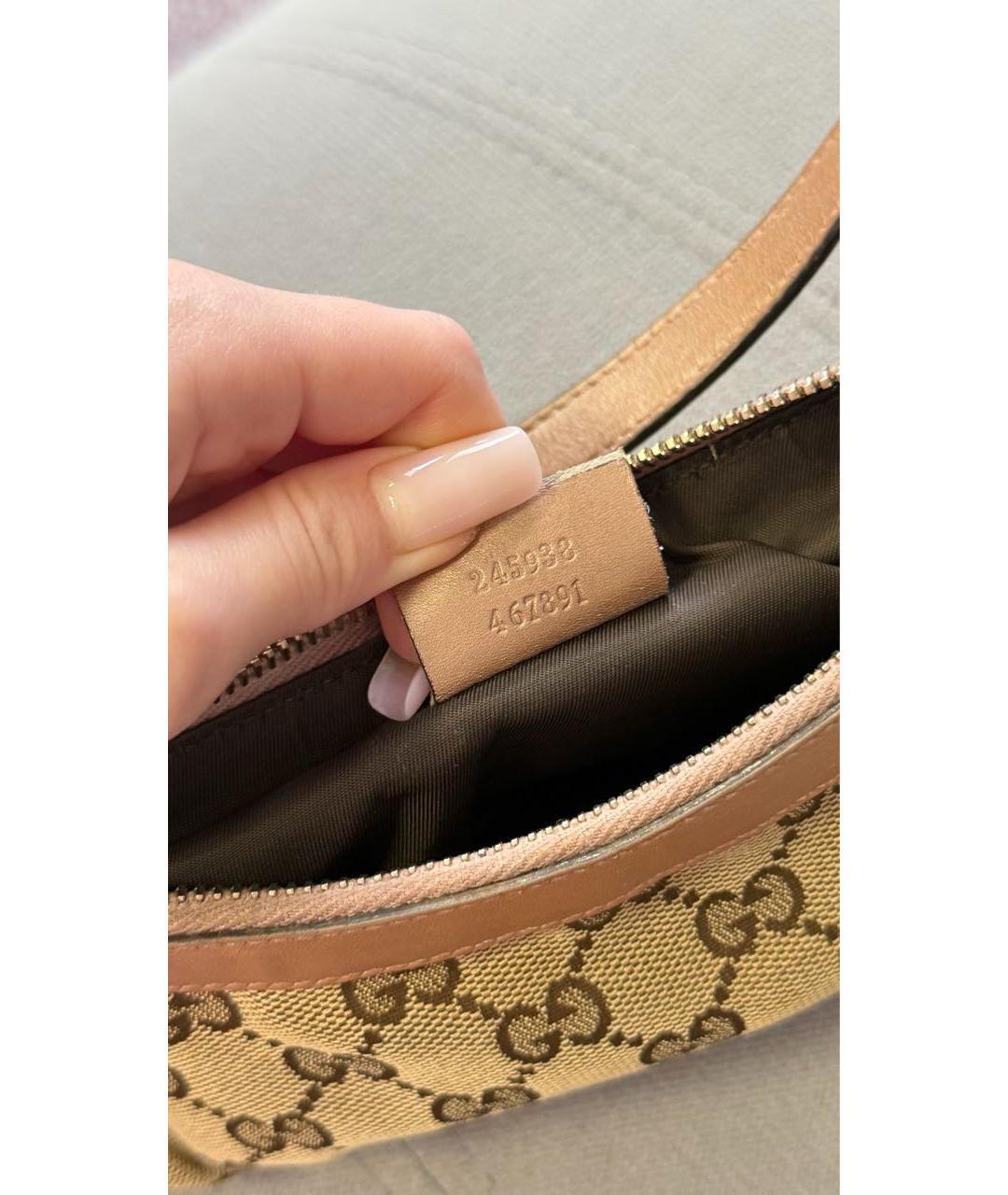 GUCCI Бежевая тканевая сумка с короткими ручками, фото 6