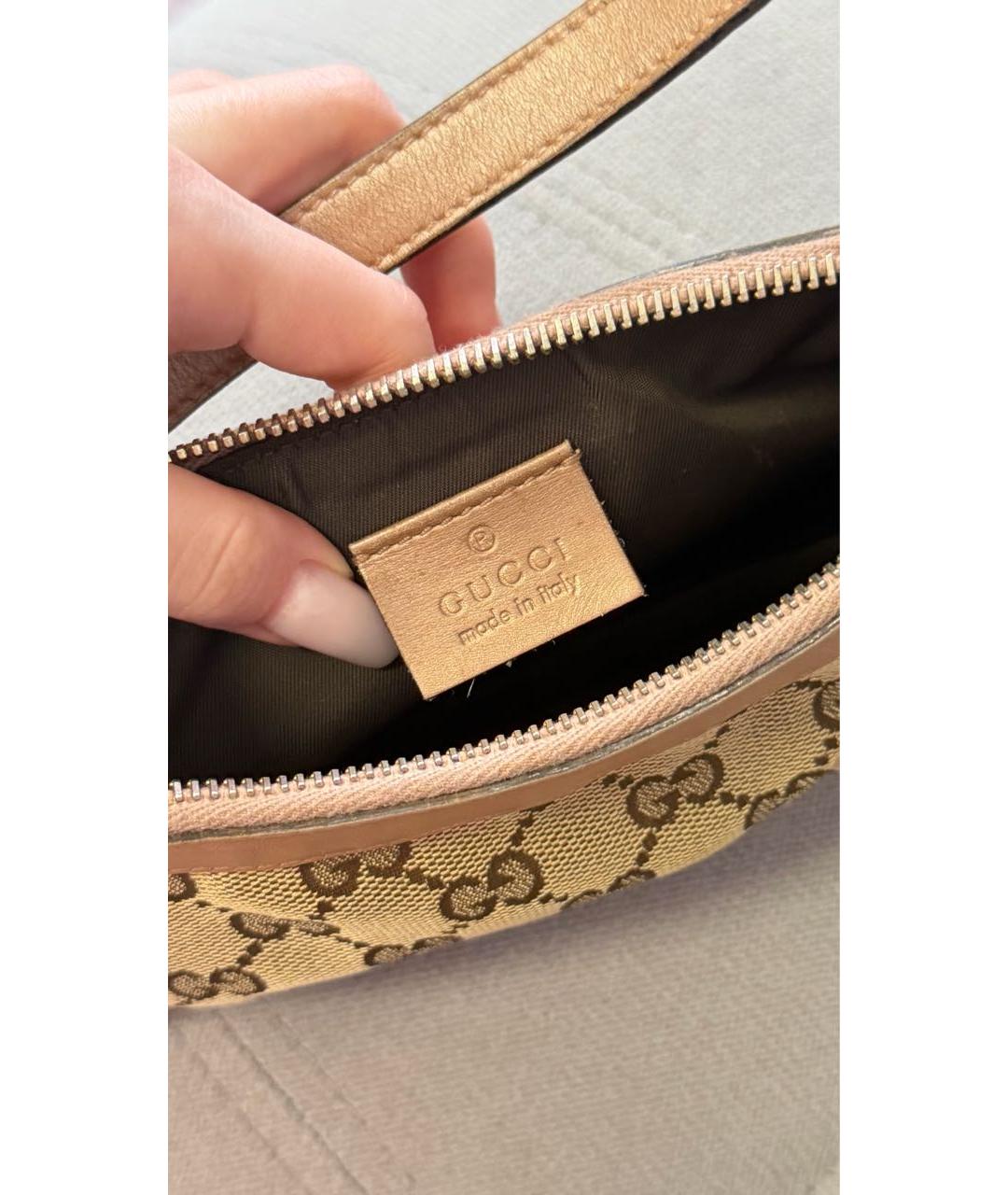 GUCCI Бежевая тканевая сумка с короткими ручками, фото 5