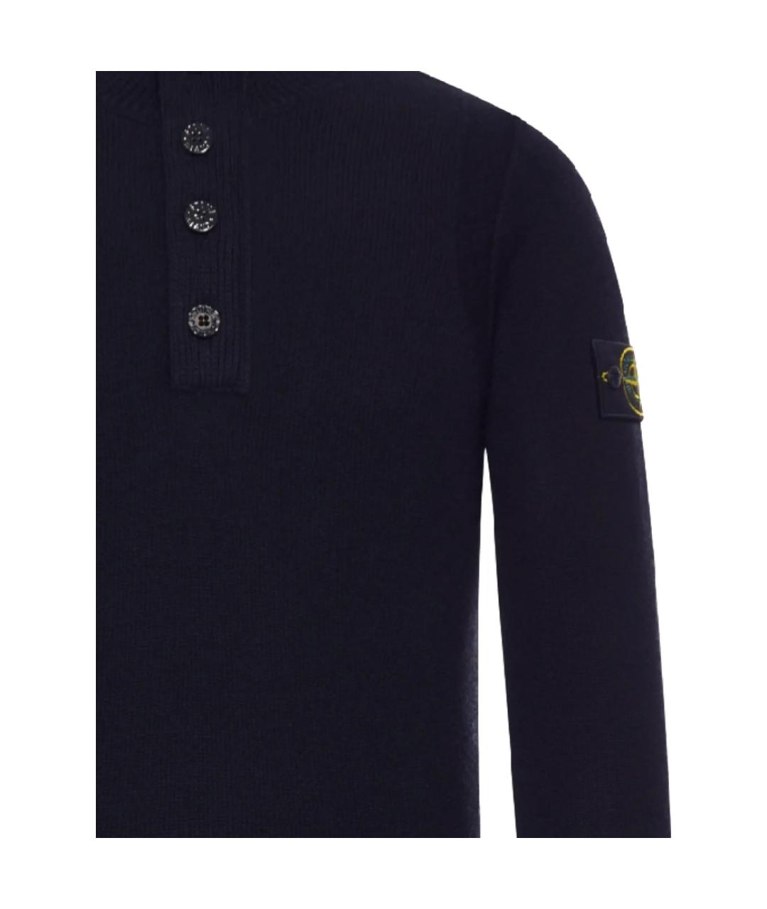 STONE ISLAND Синяя шерстяная водолазка, фото 2