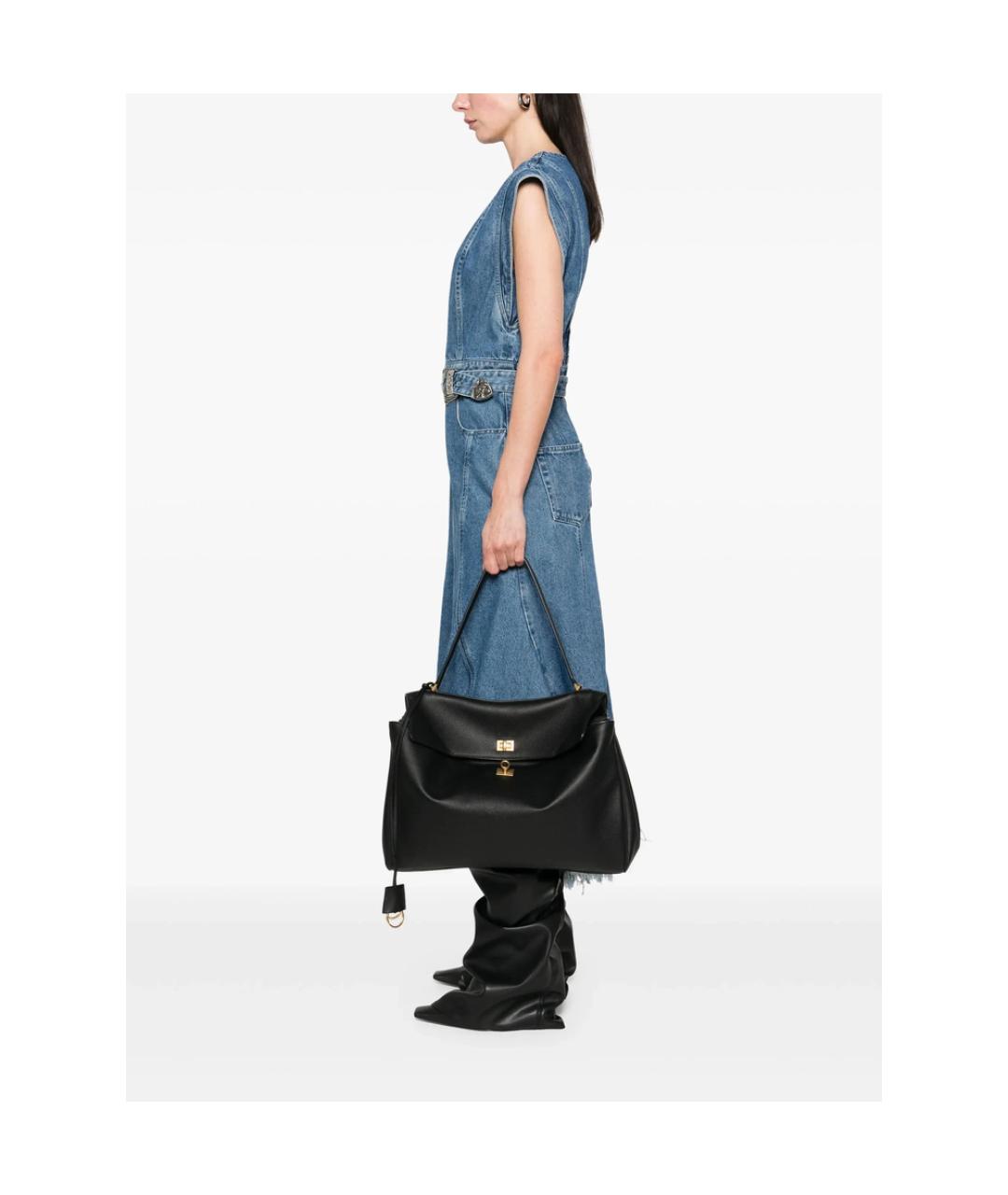 BALENCIAGA Черная кожаная сумка тоут, фото 3
