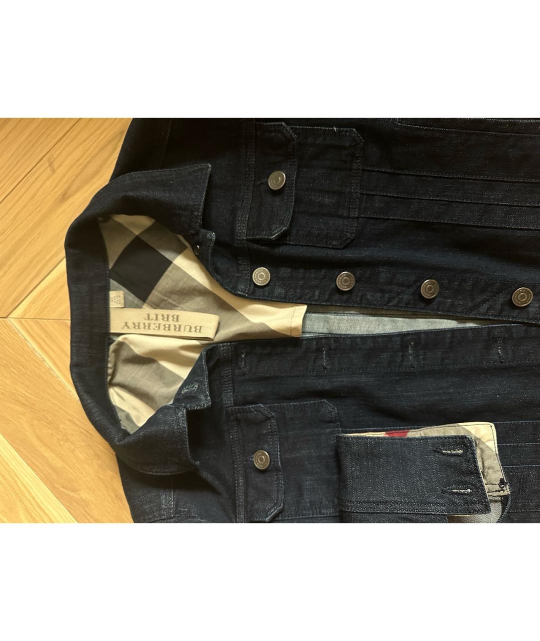 BURBERRY Темно-синяя хлопковая куртка, фото 4