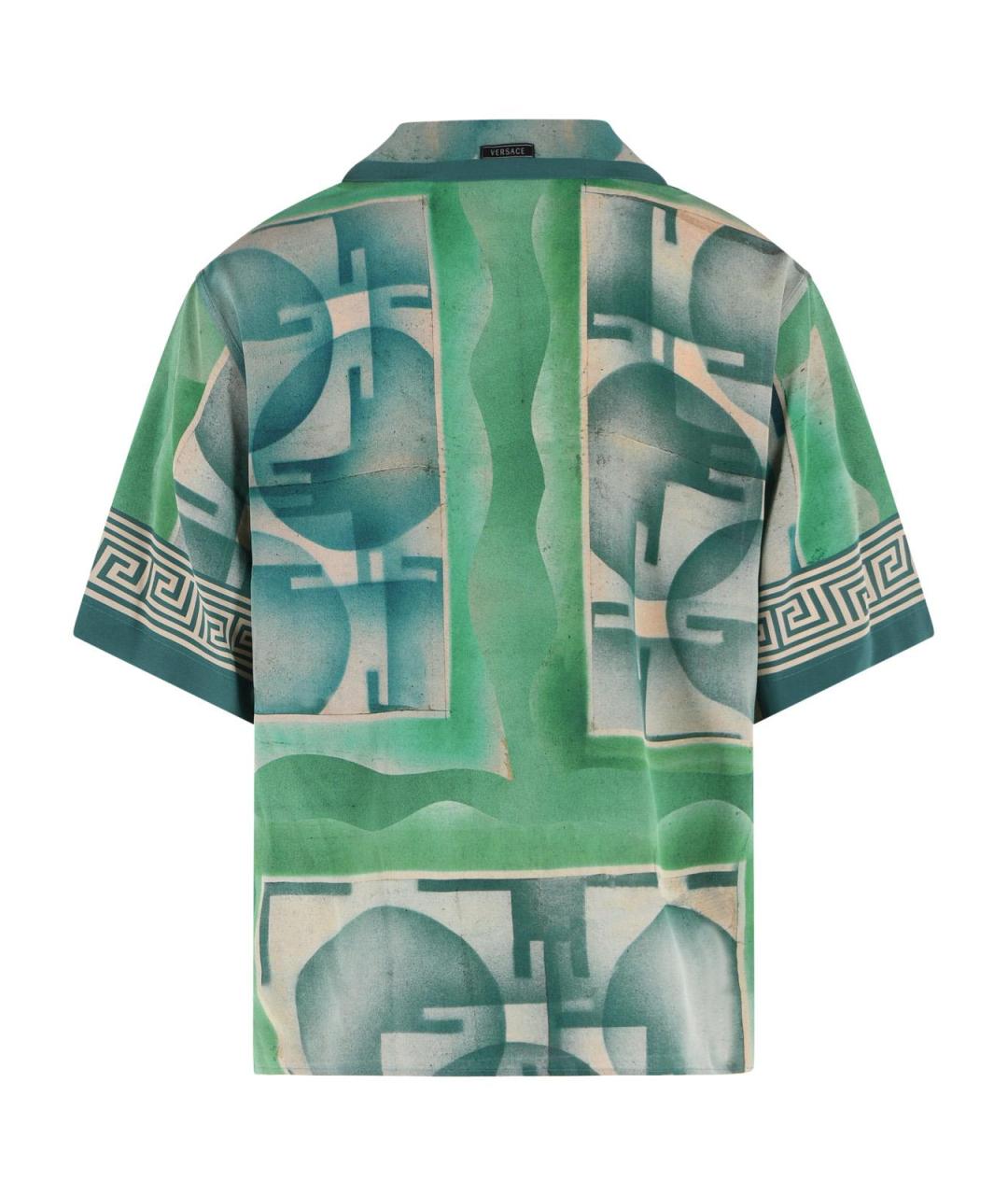 VERSACE Зеленая шелковая кэжуал рубашка, фото 3