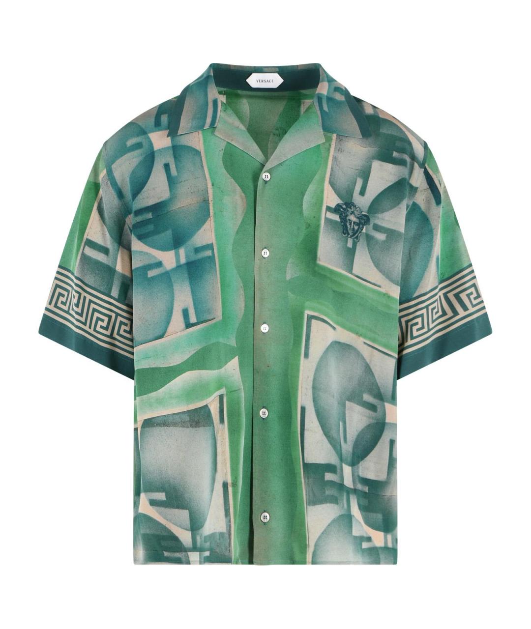 VERSACE Зеленая шелковая кэжуал рубашка, фото 1