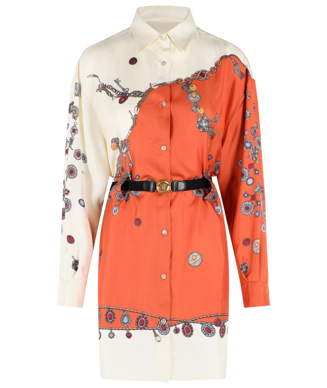 VERSACE Оранжевое шелковое коктейльное платье, фото 1