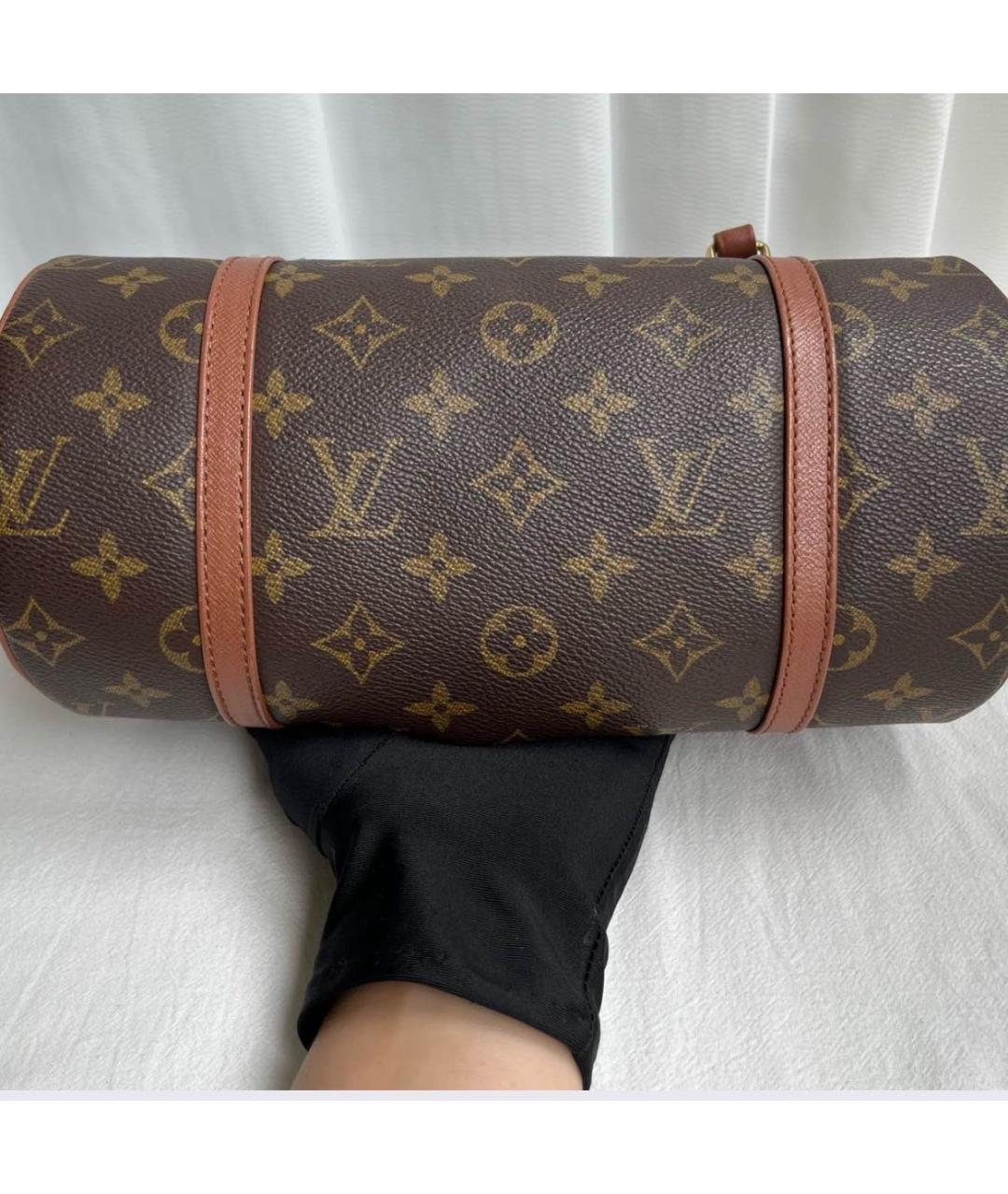LOUIS VUITTON Коричневая кожаная сумка с короткими ручками, фото 6