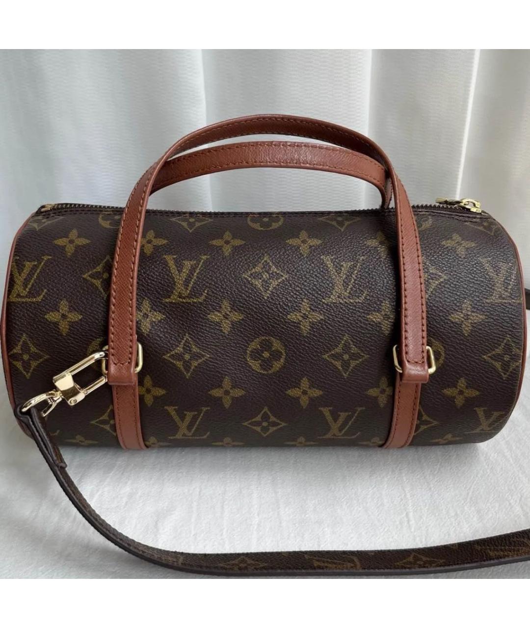LOUIS VUITTON Коричневая кожаная сумка с короткими ручками, фото 2