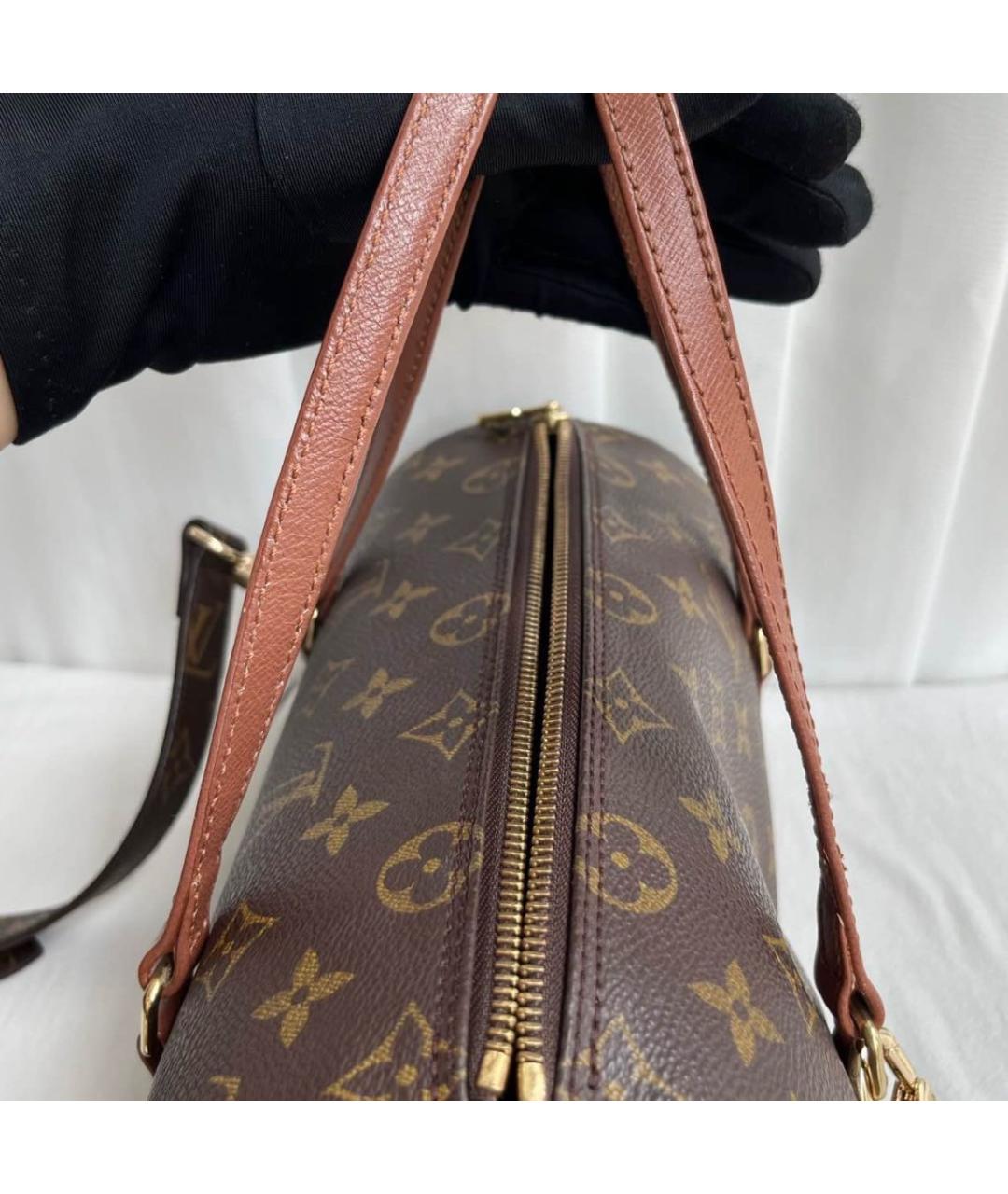 LOUIS VUITTON Коричневая кожаная сумка с короткими ручками, фото 7