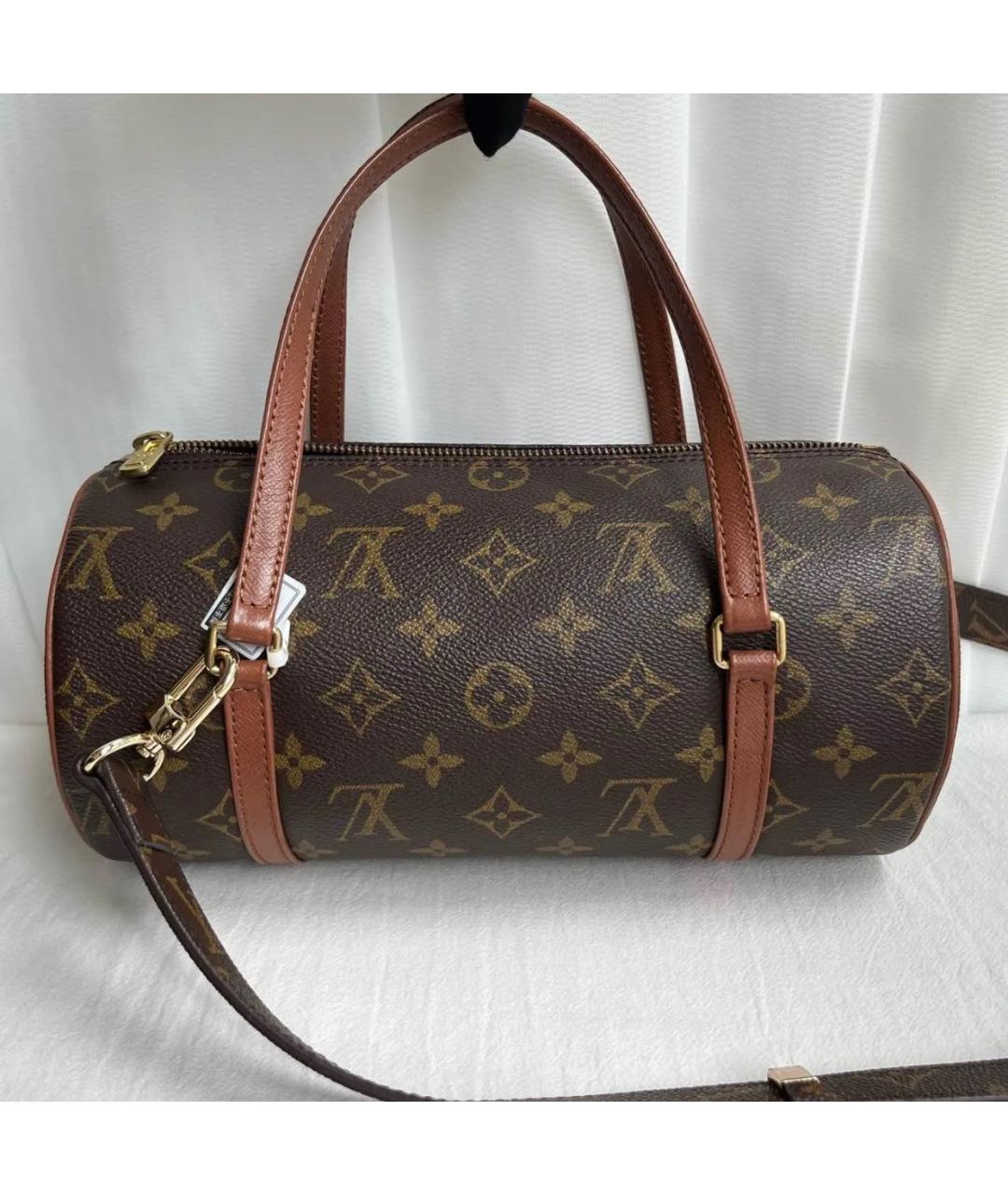 LOUIS VUITTON Коричневая кожаная сумка с короткими ручками, фото 3