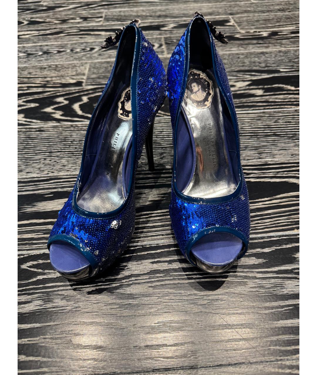 PHILIPP PLEIN Синие текстильные туфли, фото 8