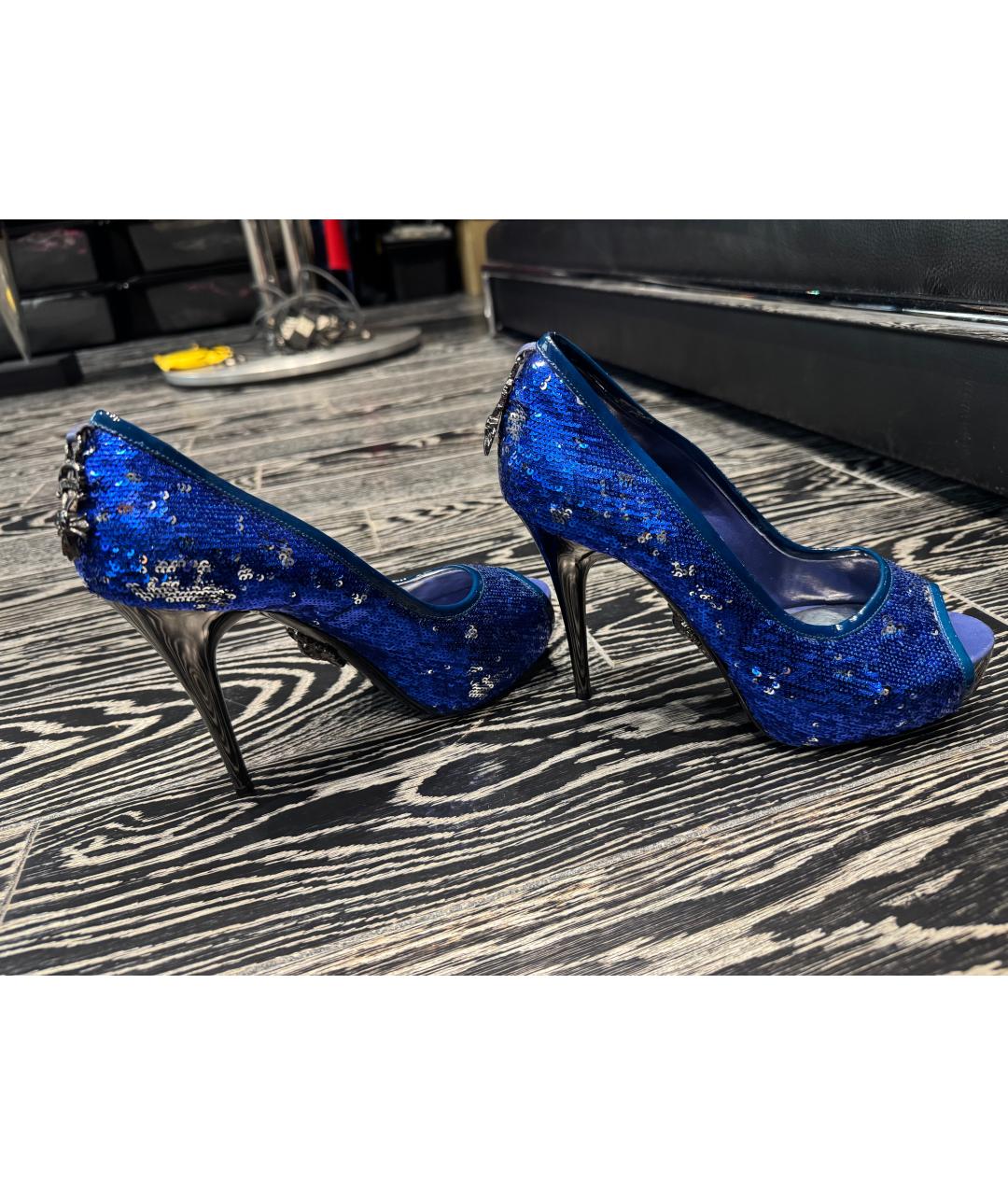 PHILIPP PLEIN Синие текстильные туфли, фото 4