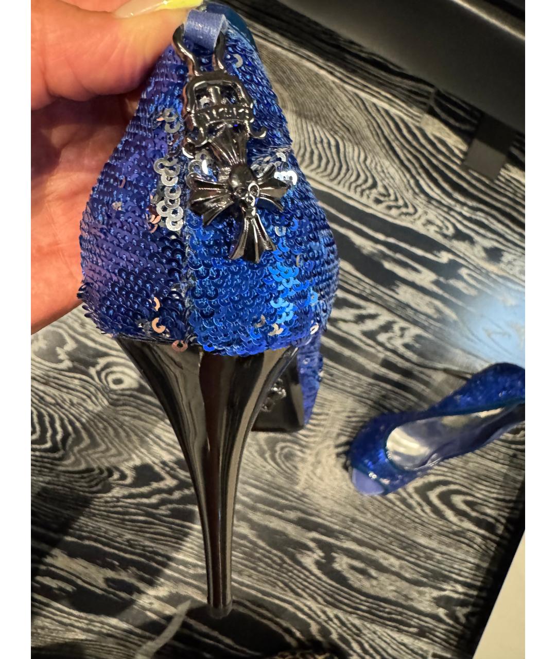 PHILIPP PLEIN Синие текстильные туфли, фото 2