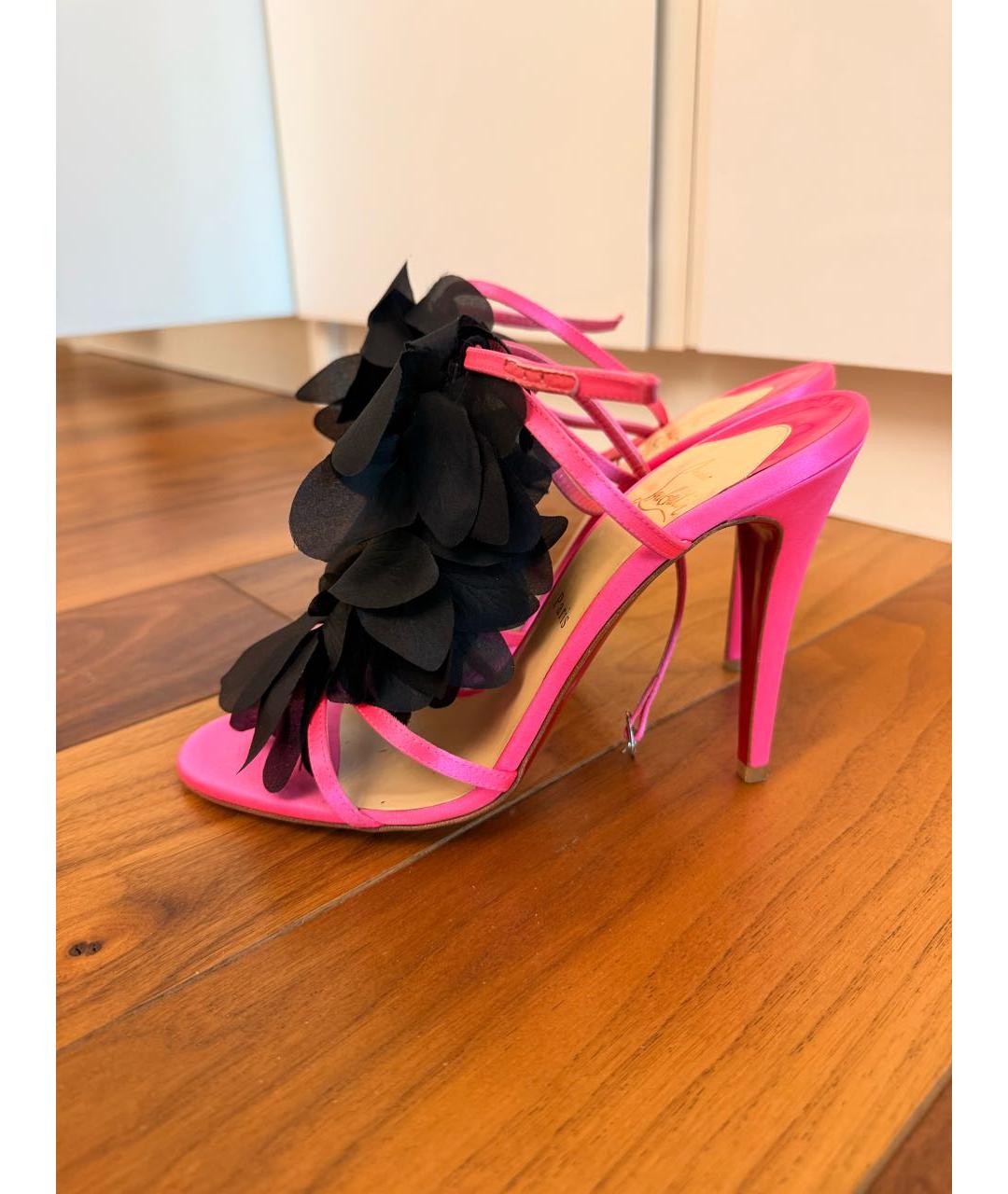 CHRISTIAN LOUBOUTIN Розовые текстильные босоножки, фото 9
