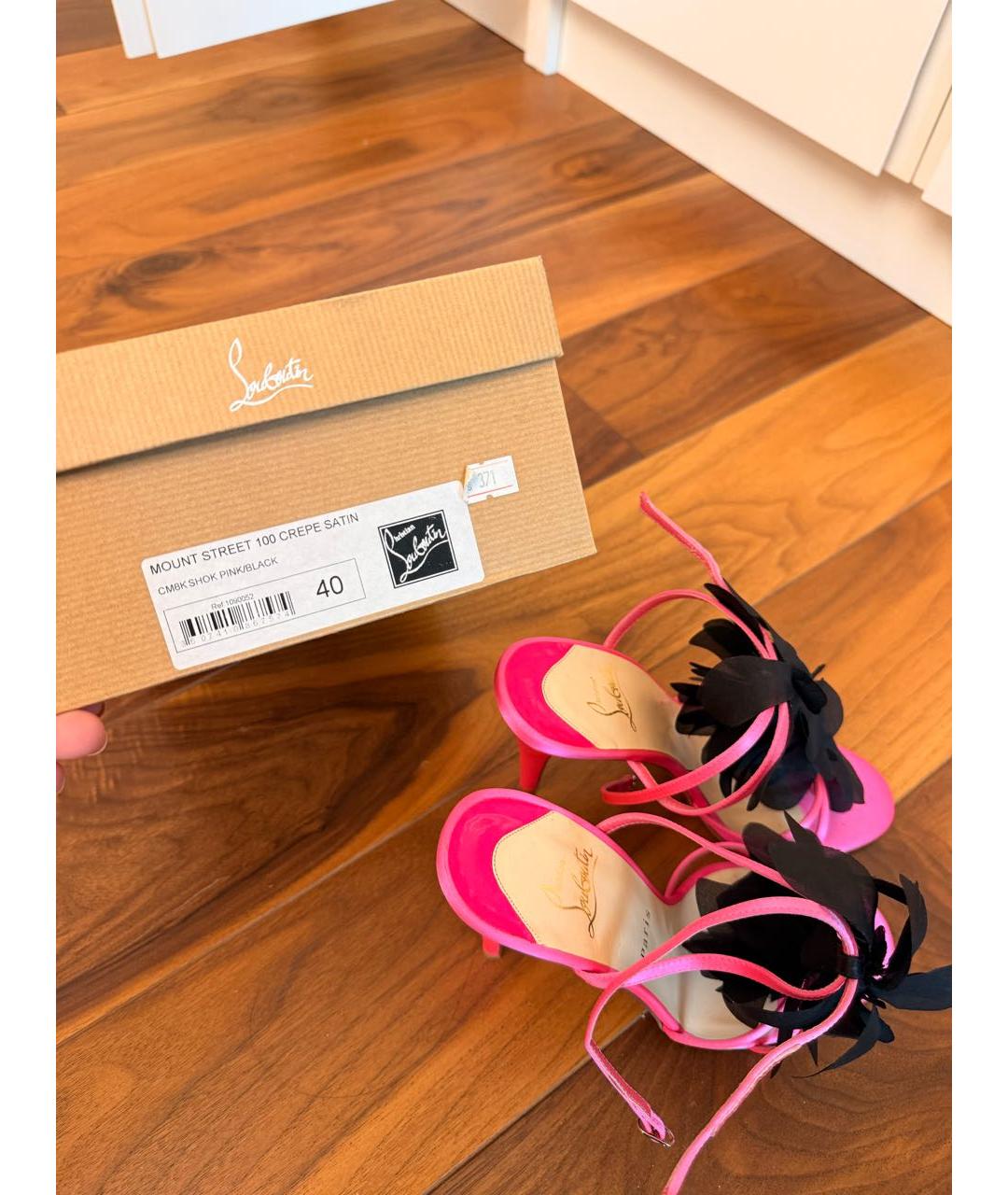 CHRISTIAN LOUBOUTIN Розовые текстильные босоножки, фото 8