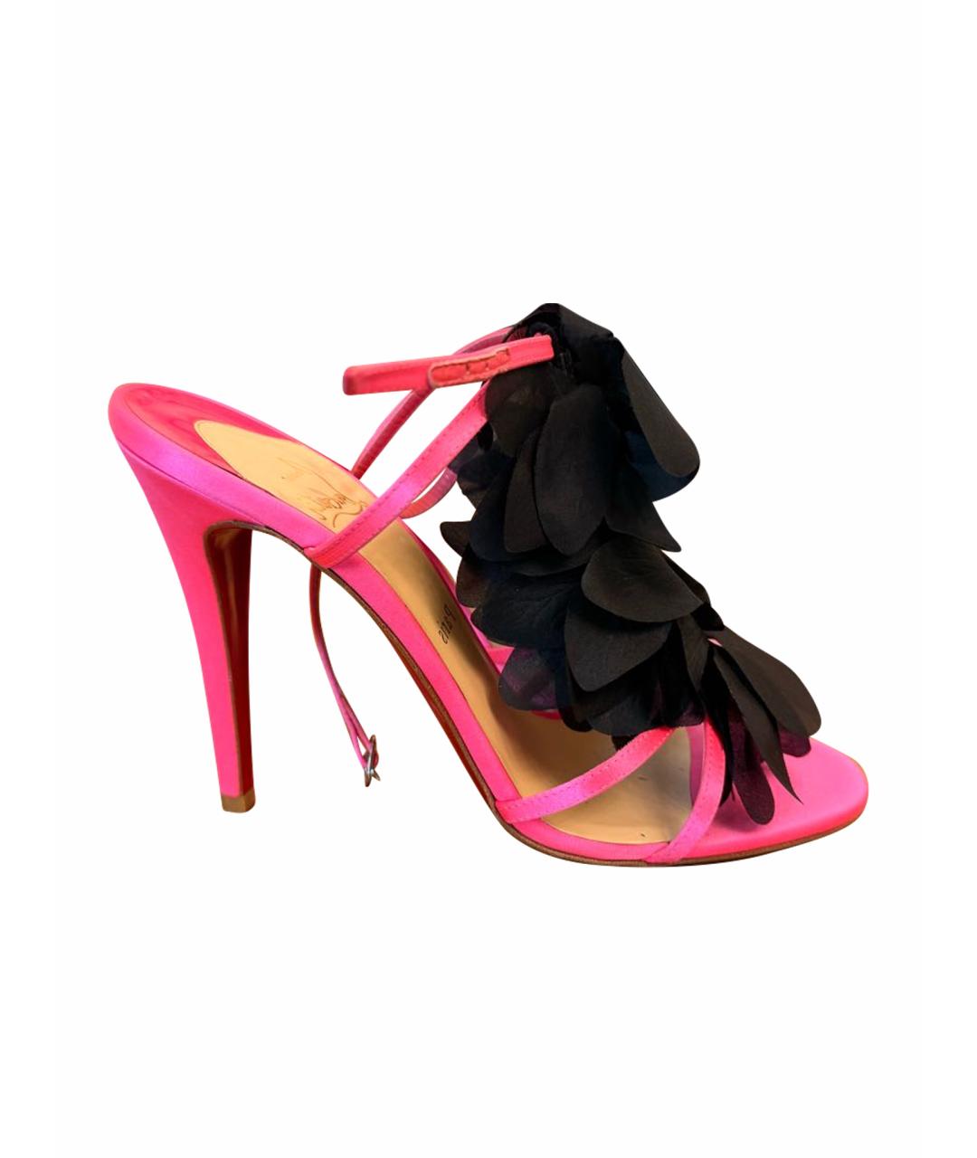 CHRISTIAN LOUBOUTIN Розовые текстильные босоножки, фото 1