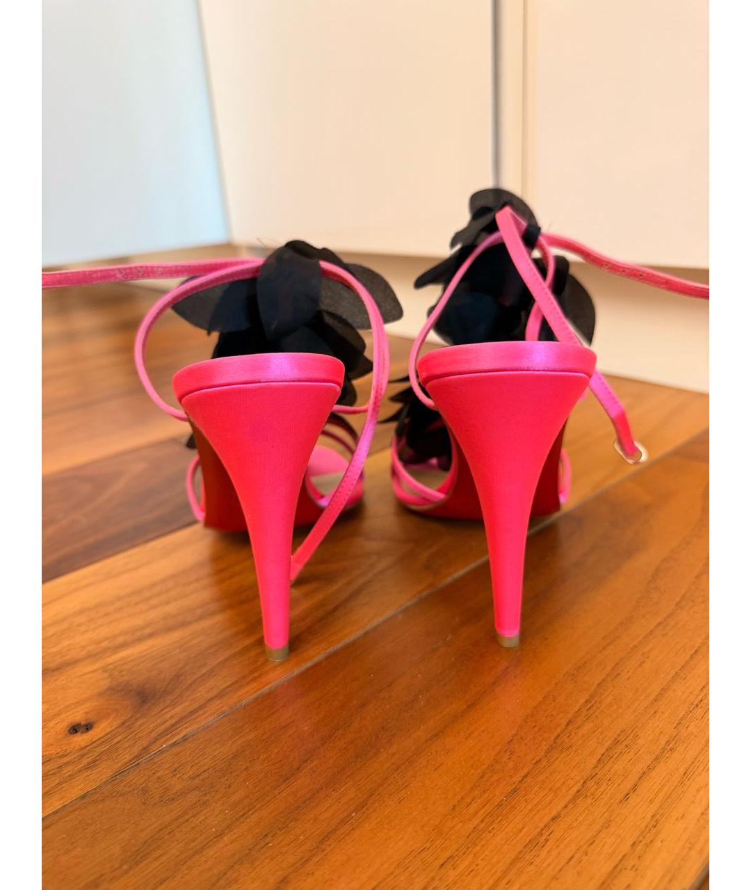 CHRISTIAN LOUBOUTIN Розовые текстильные босоножки, фото 3