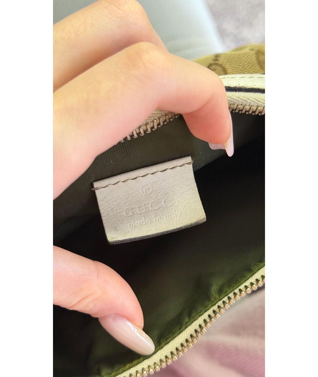 GUCCI Бежевая тканевая сумка с короткими ручками, фото 5