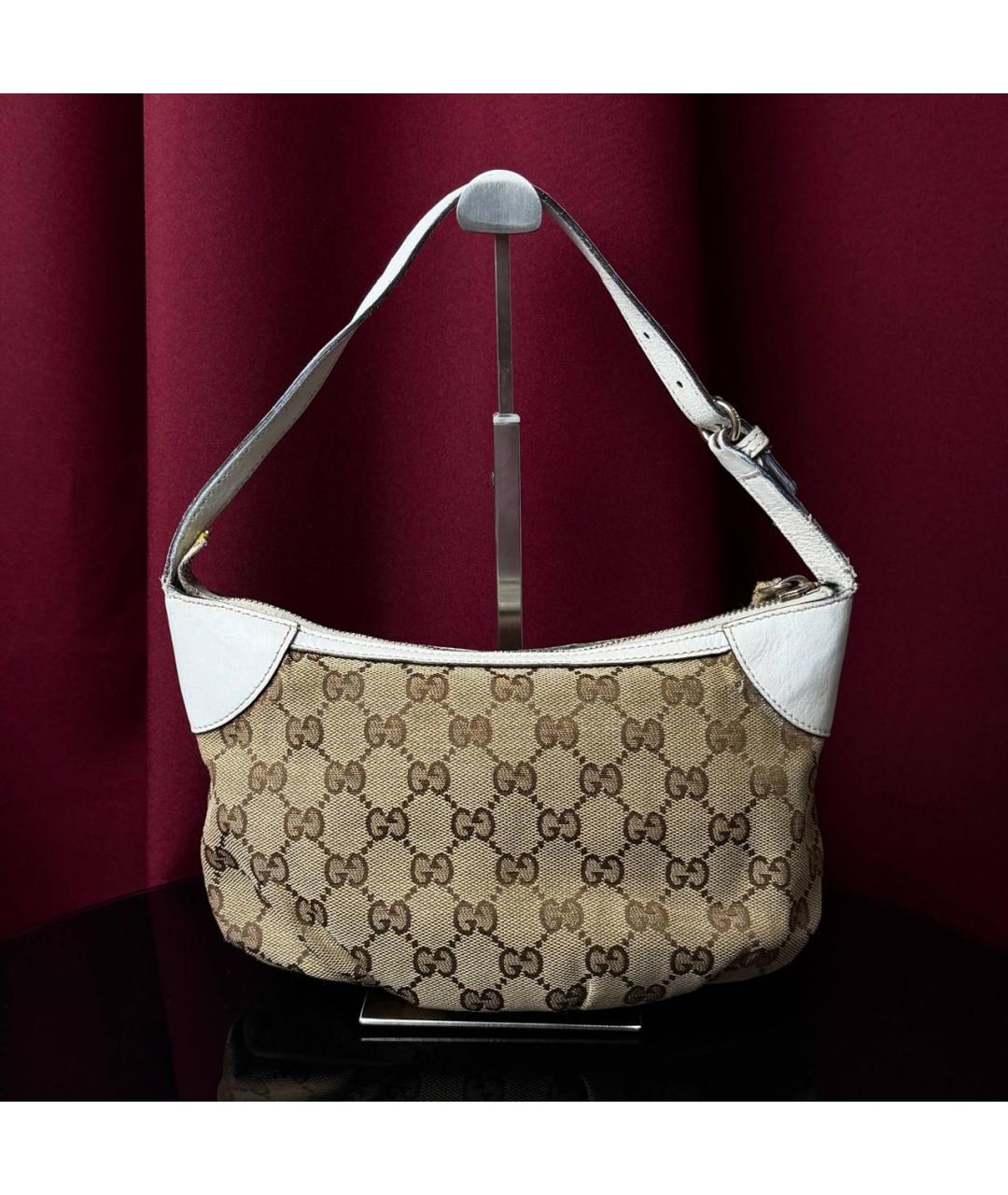 GUCCI Бежевая тканевая сумка с короткими ручками, фото 3