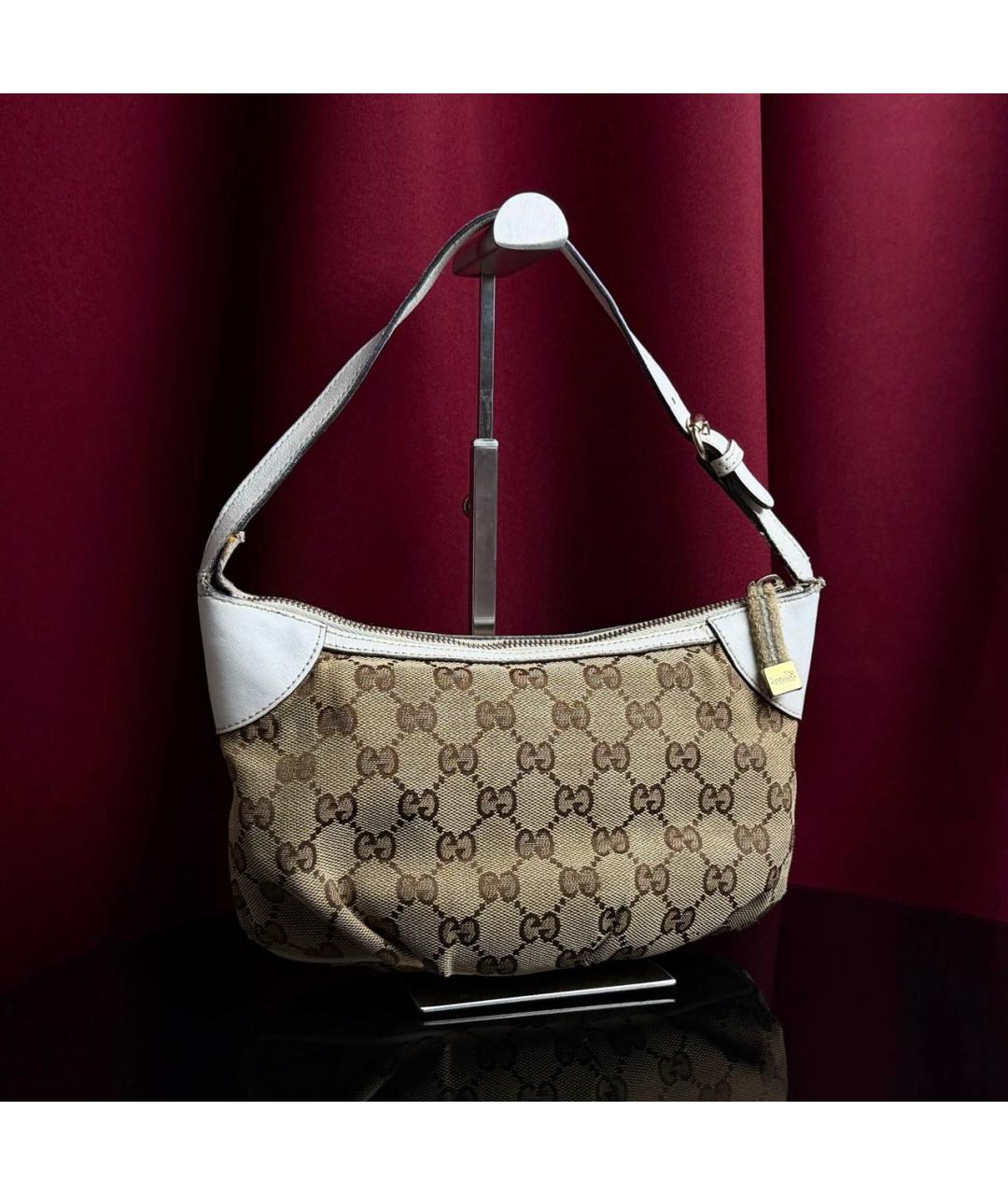 GUCCI Бежевая тканевая сумка с короткими ручками, фото 2