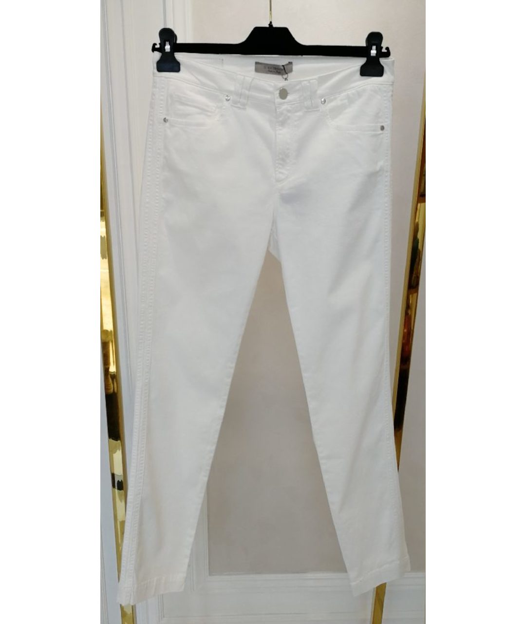 D.EXTERIOR Белые хлопко-эластановые джинсы слим, фото 5