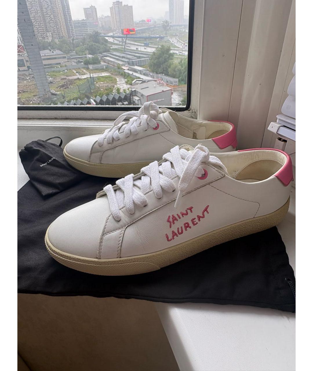 SAINT LAURENT Белые кожаные кеды, фото 2