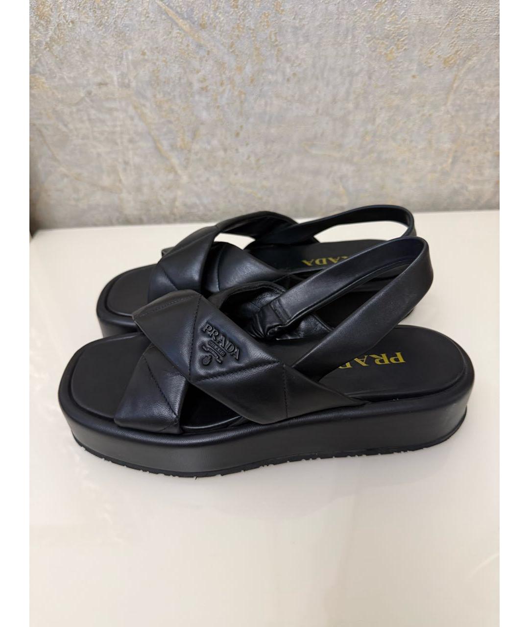 PRADA Черные кожаные сандалии, фото 6