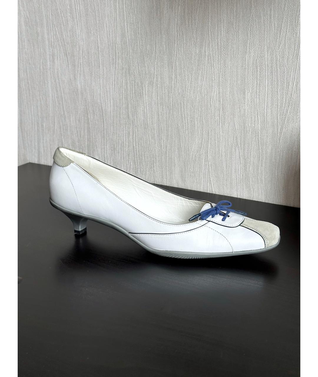 PRADA Белые кожаные туфли, фото 8