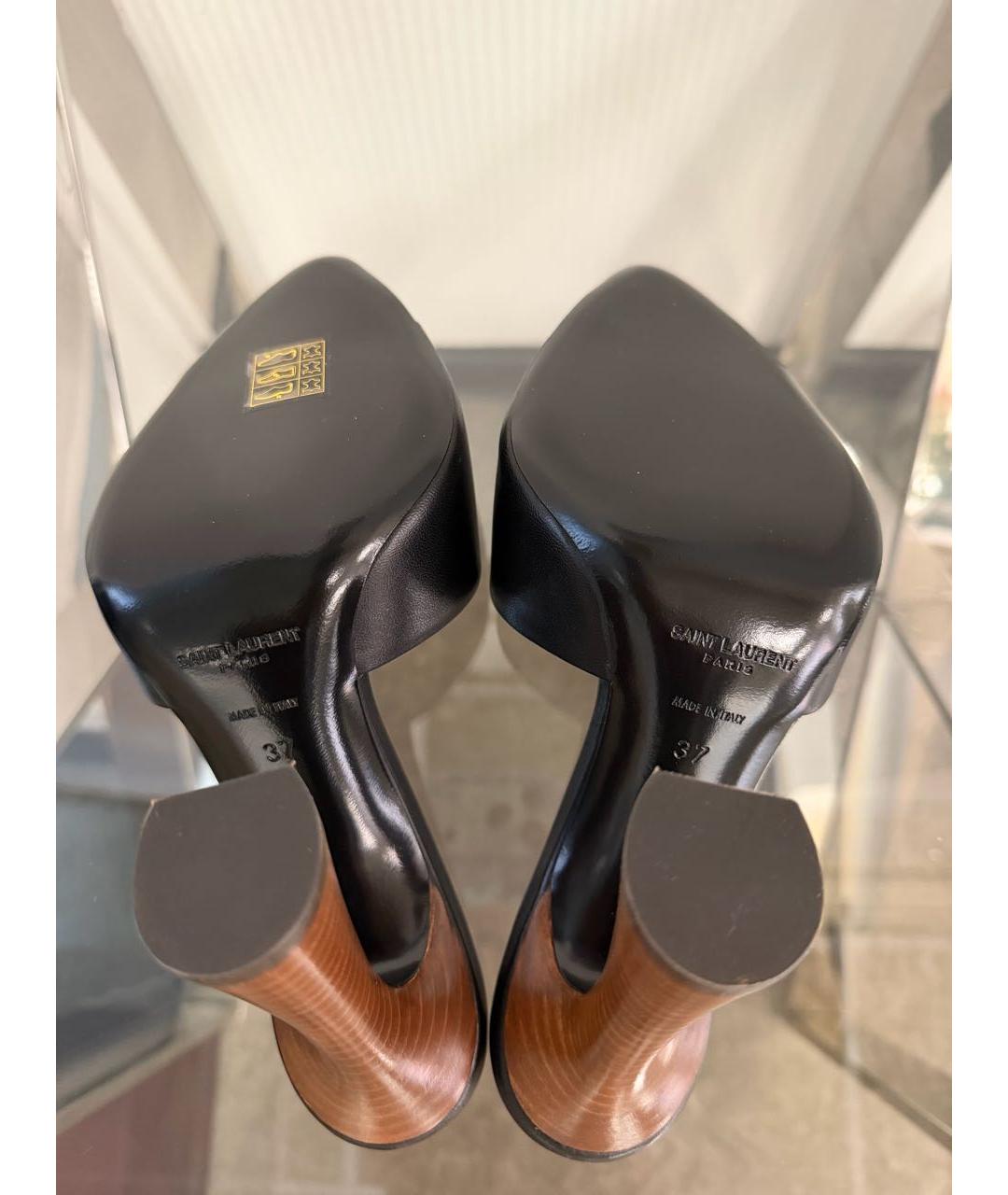 SAINT LAURENT Черные кожаные босоножки, фото 6