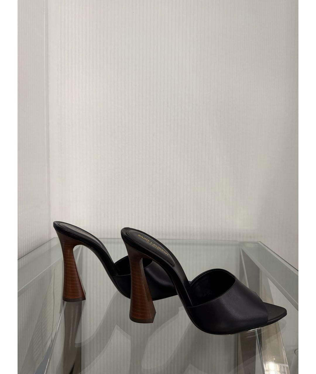 SAINT LAURENT Черные кожаные босоножки, фото 9