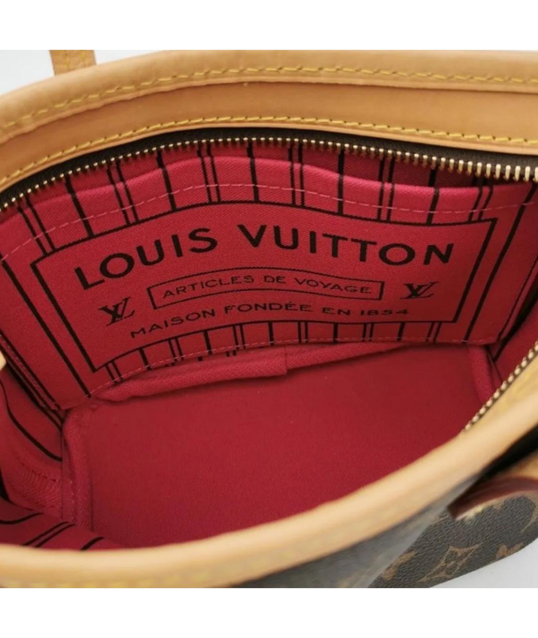 LOUIS VUITTON Коричневая кожаная сумка с короткими ручками, фото 4