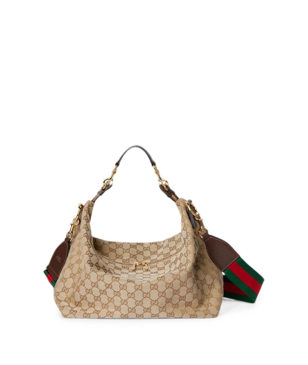 GUCCI Бежевая сумка на плечо из канвы, фото 6