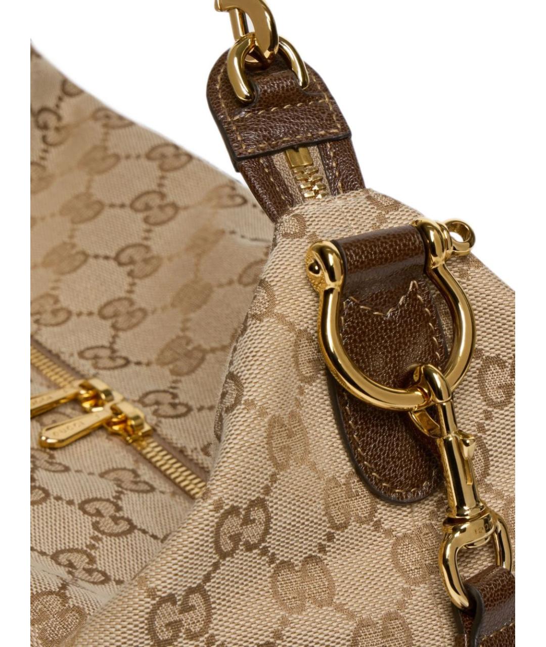 GUCCI Бежевая сумка на плечо из канвы, фото 2