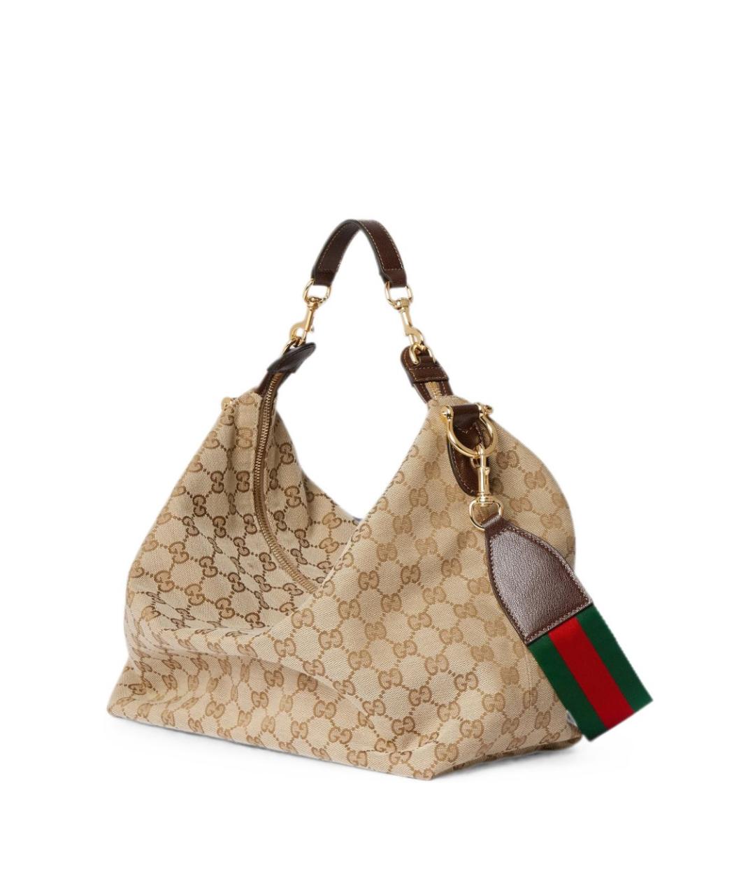 GUCCI Бежевая сумка на плечо из канвы, фото 4