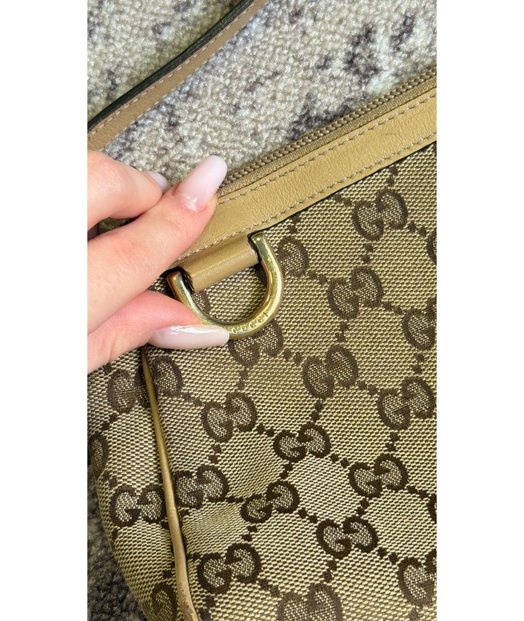 GUCCI Бежевая тканевая сумка с короткими ручками, фото 8