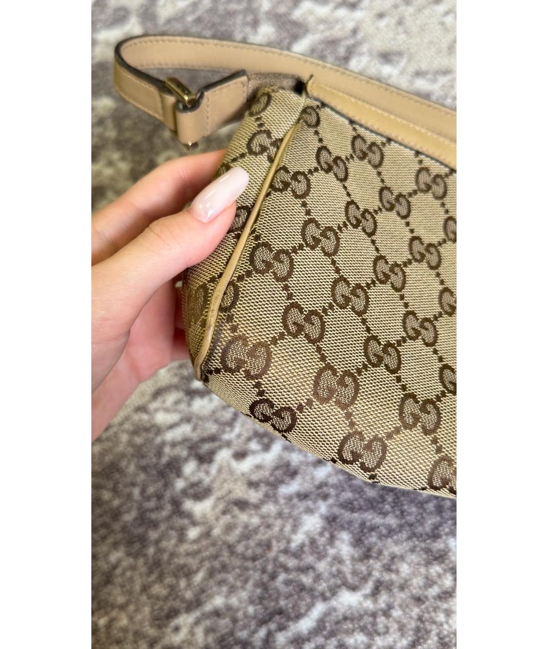 GUCCI Бежевая тканевая сумка с короткими ручками, фото 7