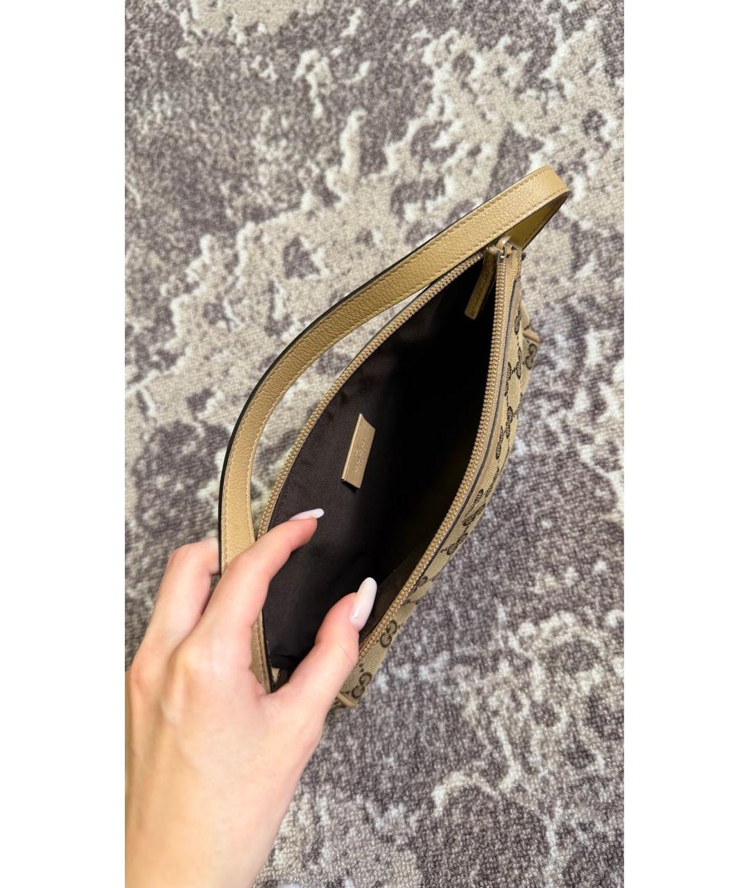 GUCCI Бежевая тканевая сумка с короткими ручками, фото 4