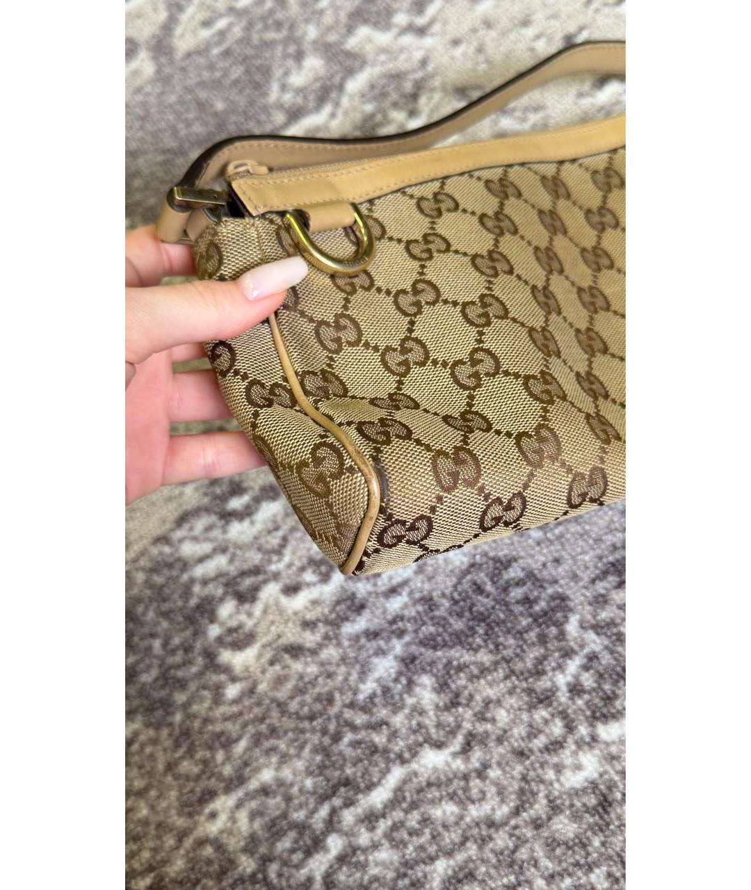 GUCCI Бежевая тканевая сумка с короткими ручками, фото 6