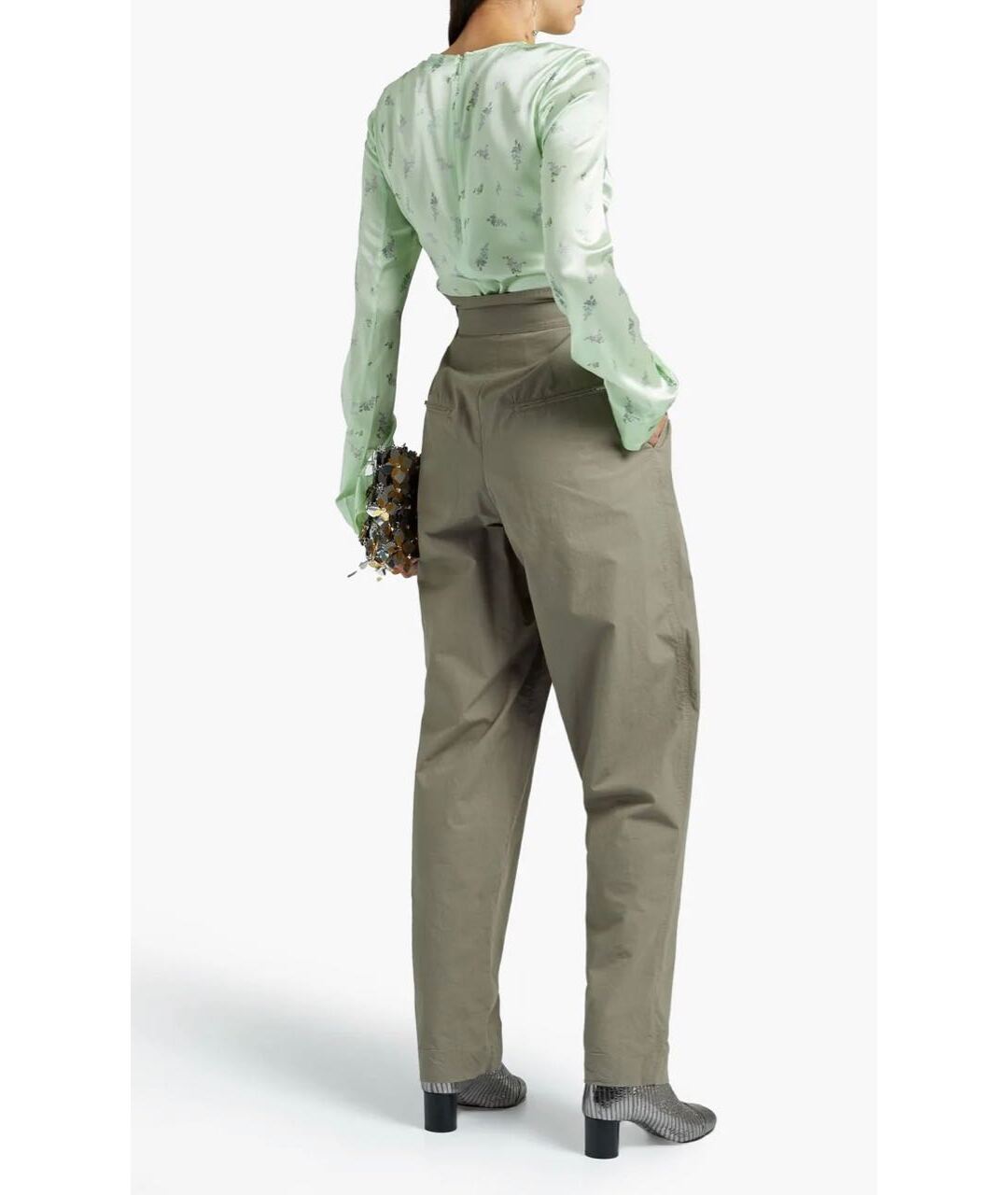 ISABEL MARANT Хаки хлопковые прямые брюки, фото 2