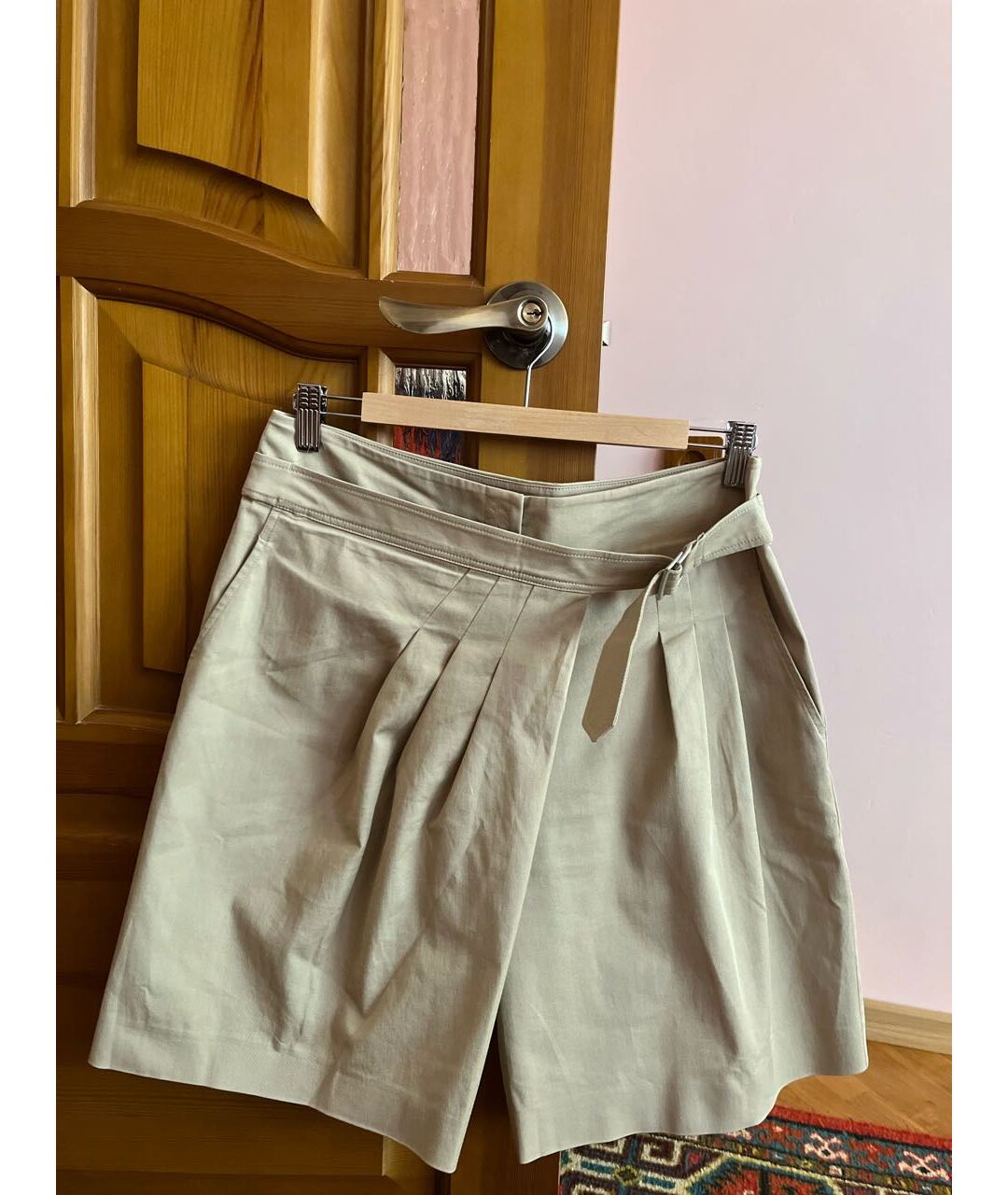 ALBERTA FERRETTI Хаки хлопковая юбка-шорты, фото 8