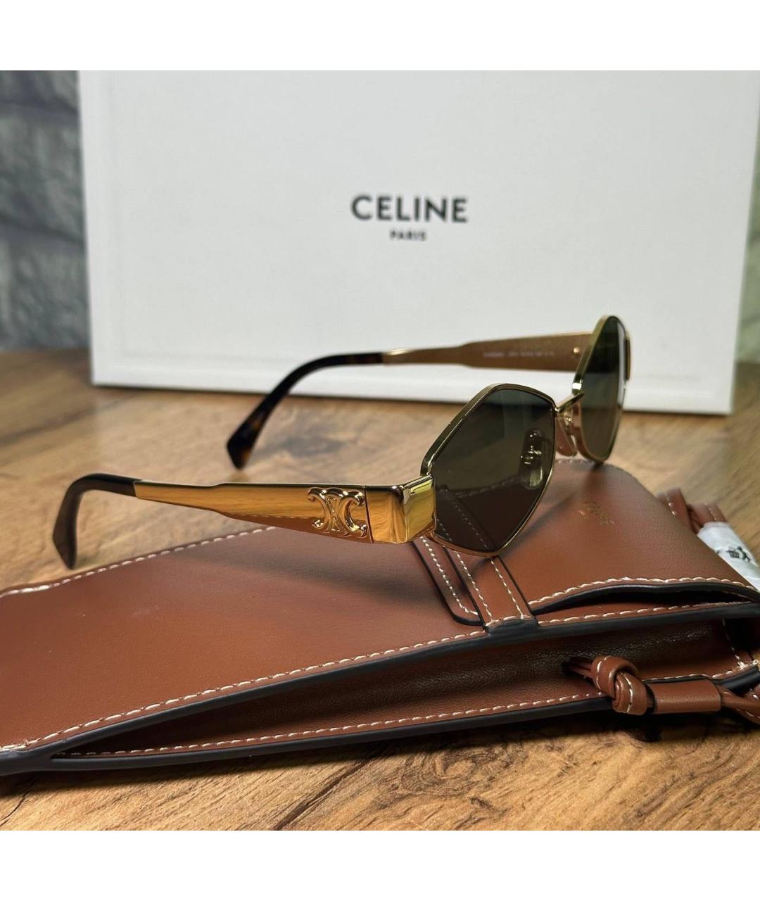 CELINE Золотые пластиковые солнцезащитные очки, фото 3