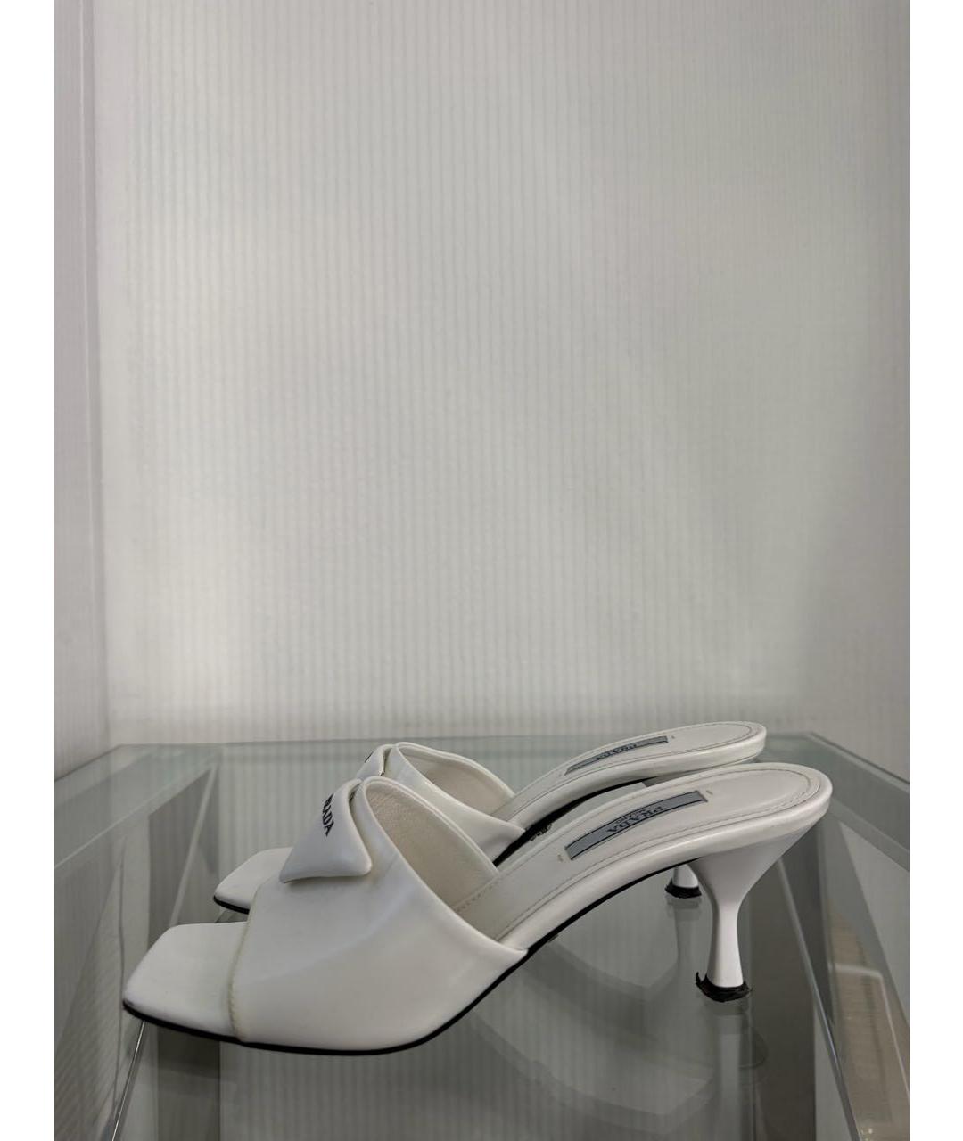 PRADA Белые кожаные мюли, фото 3