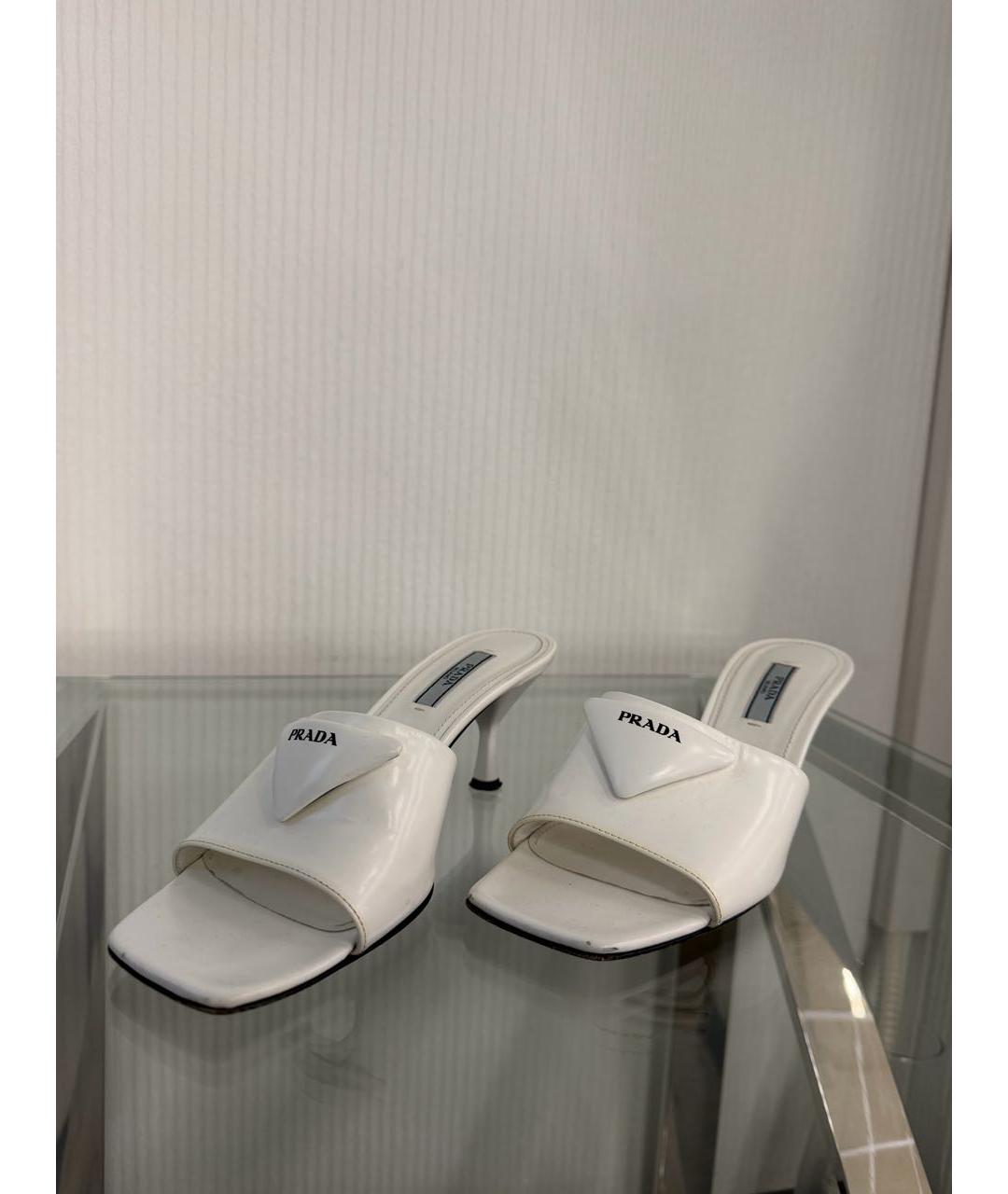 PRADA Белые кожаные мюли, фото 6