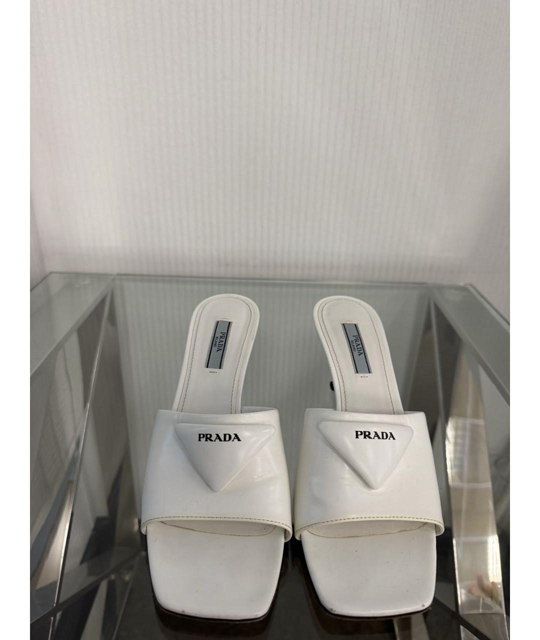 PRADA Белые кожаные мюли, фото 2