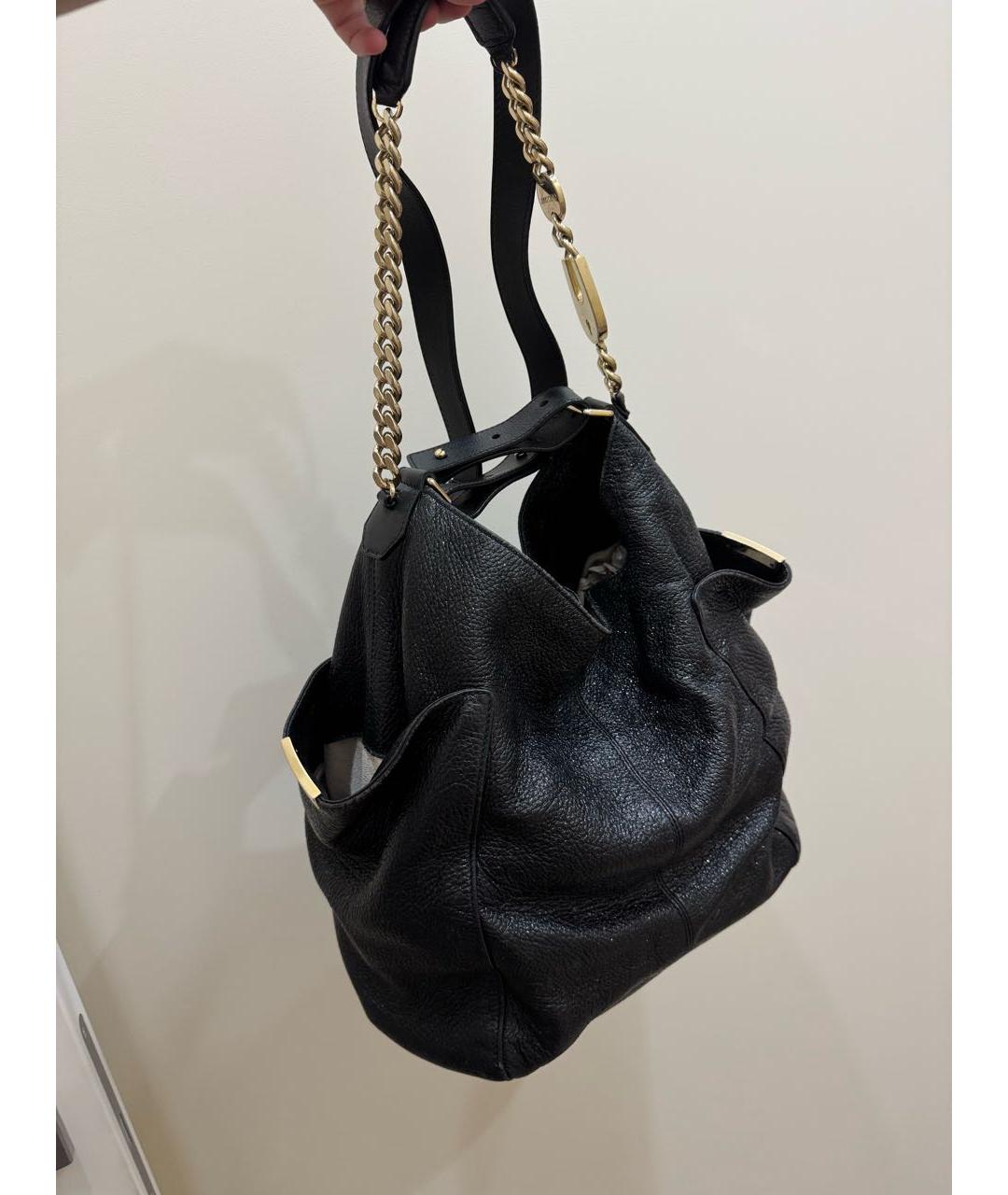 JIMMY CHOO Черная кожаная сумка через плечо, фото 2