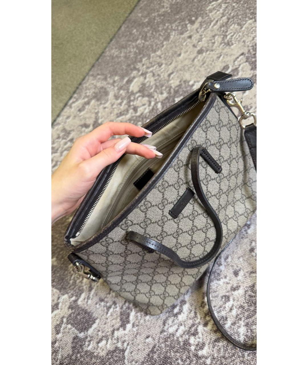GUCCI Бежевая канва сумка тоут, фото 5