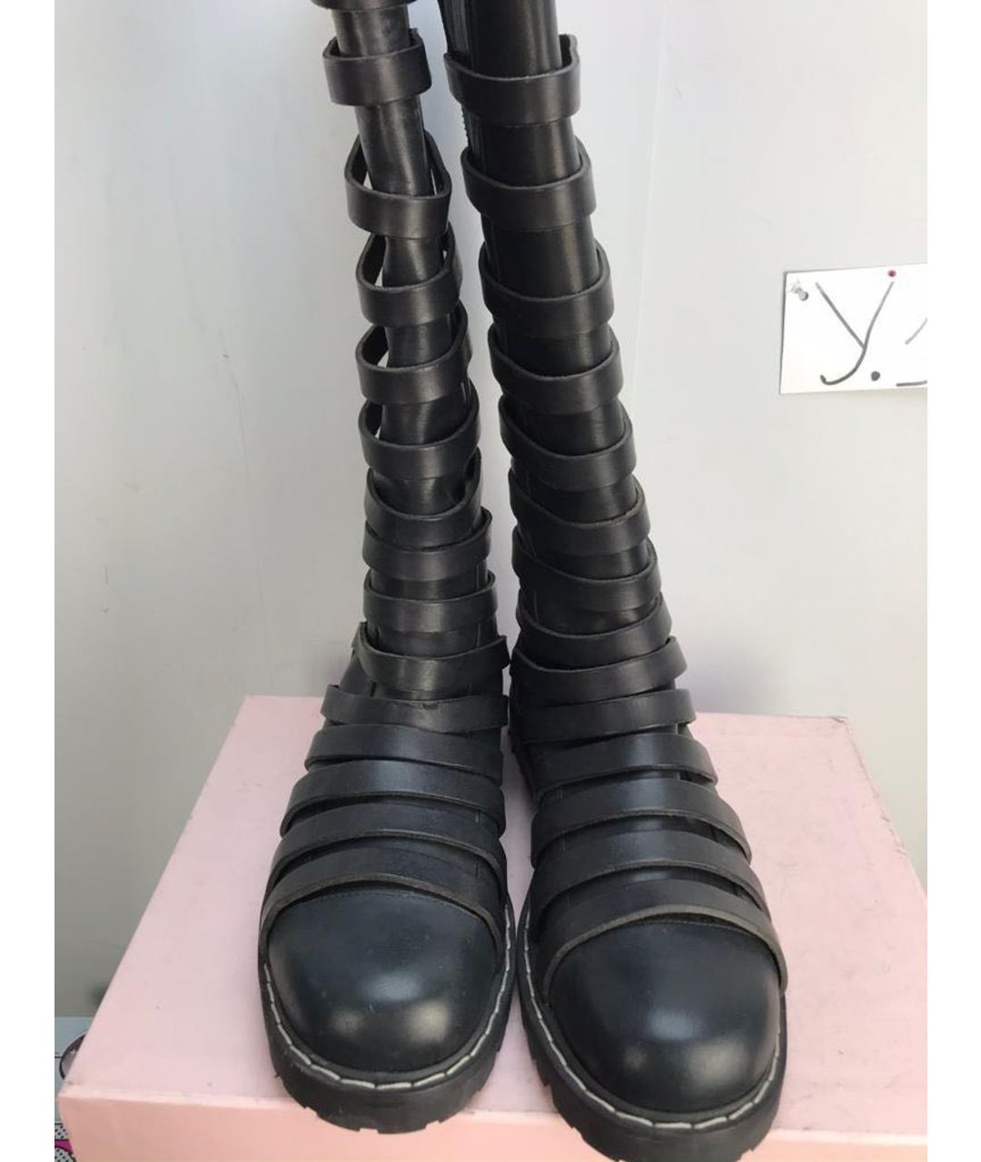 A SHADE MORE Черные кожаные высокие ботинки, фото 3
