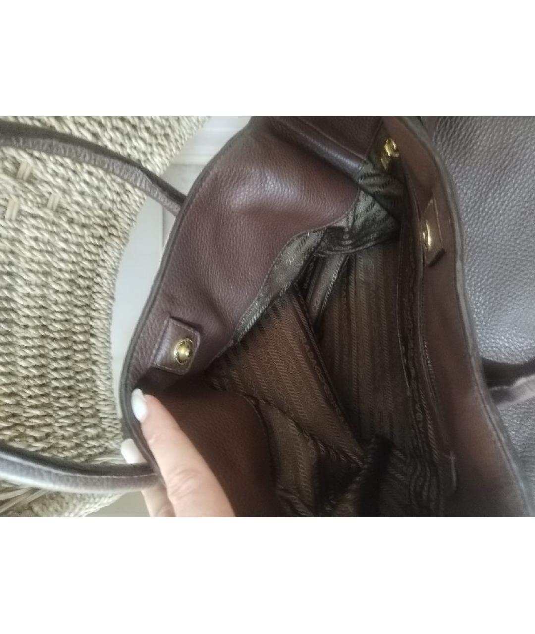 PRADA Коричневая кожаная сумка через плечо, фото 4