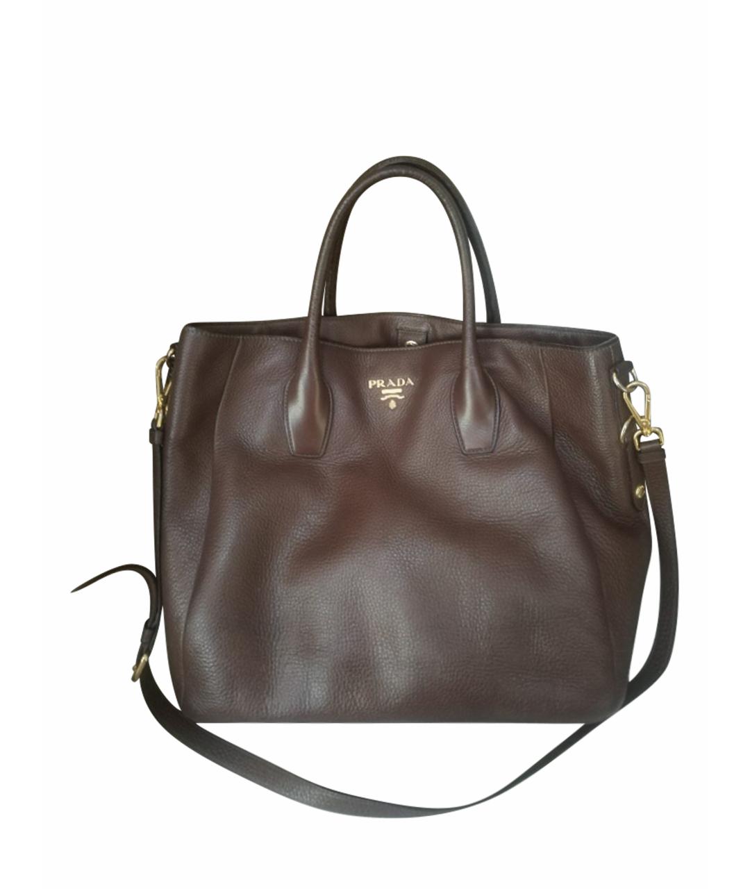 PRADA Коричневая кожаная сумка через плечо, фото 1