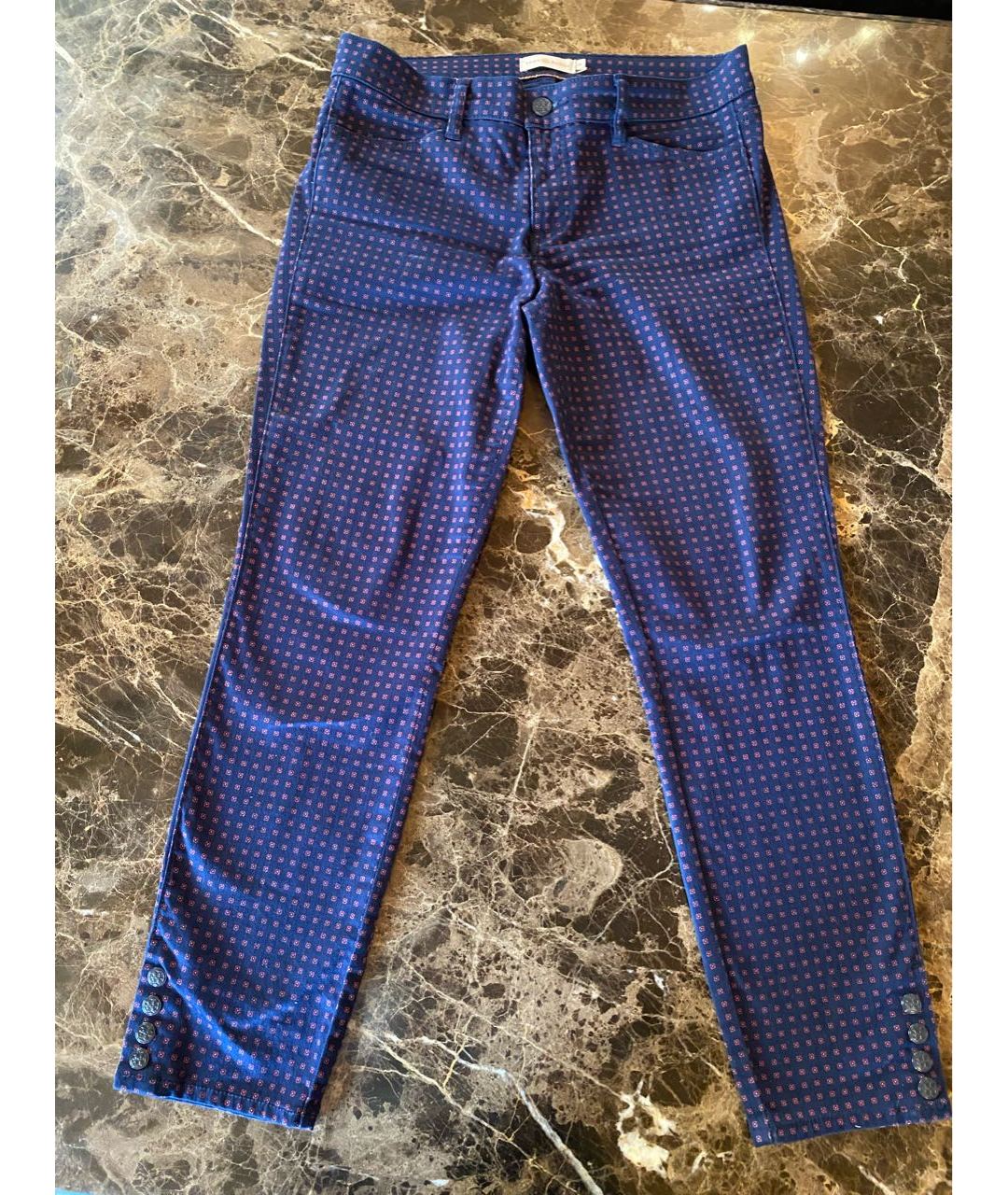 TORY BURCH Темно-синие хлопковые прямые брюки, фото 8