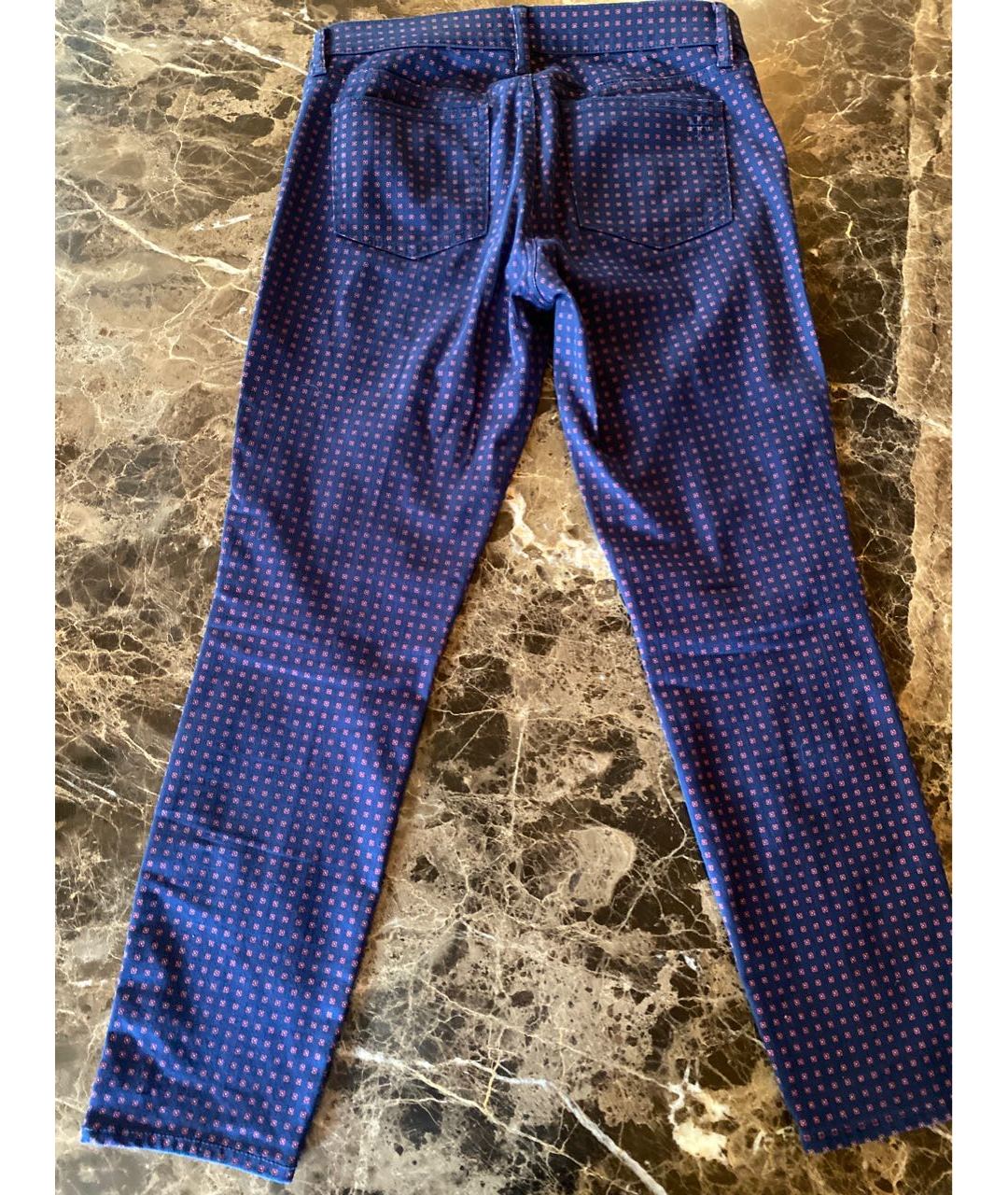 TORY BURCH Темно-синие хлопковые прямые брюки, фото 2