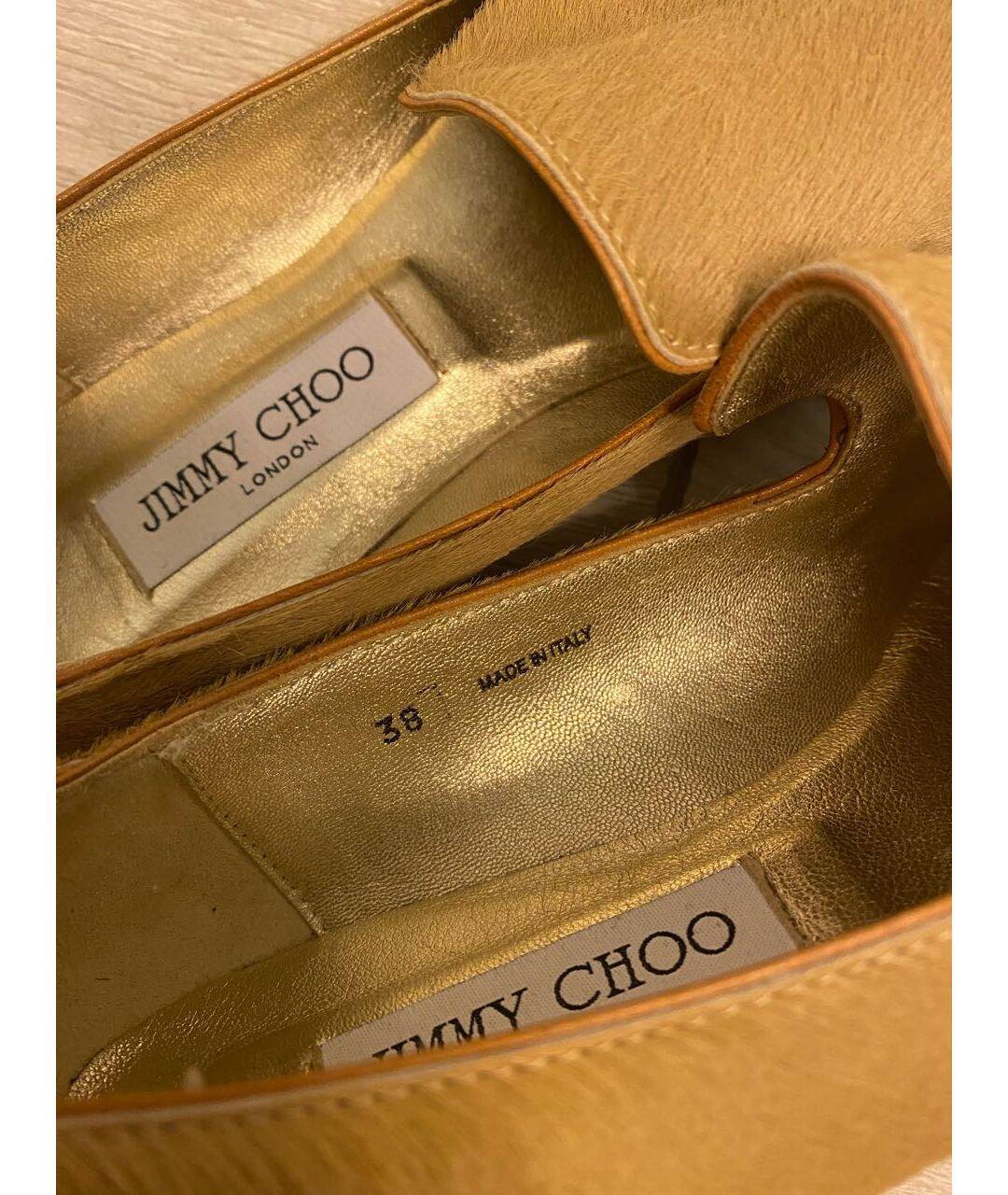 JIMMY CHOO Бежевые кожаные лоферы, фото 5